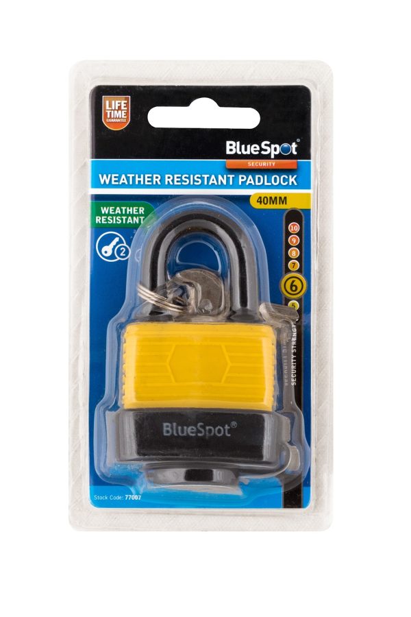 BlueSpot 40mm Weather Resistant Double Lock Padlock Hardened Shackle 2 Keys