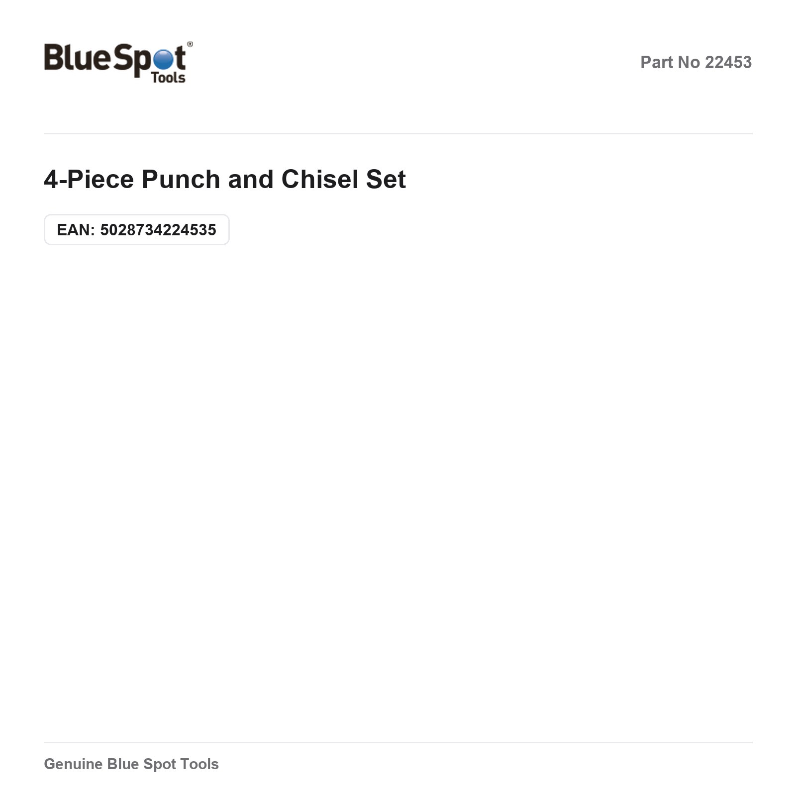 Bluespot 4pc Punch Drift & Chisel Set Pin Removal Metalworking Tools Workshop - Image 3