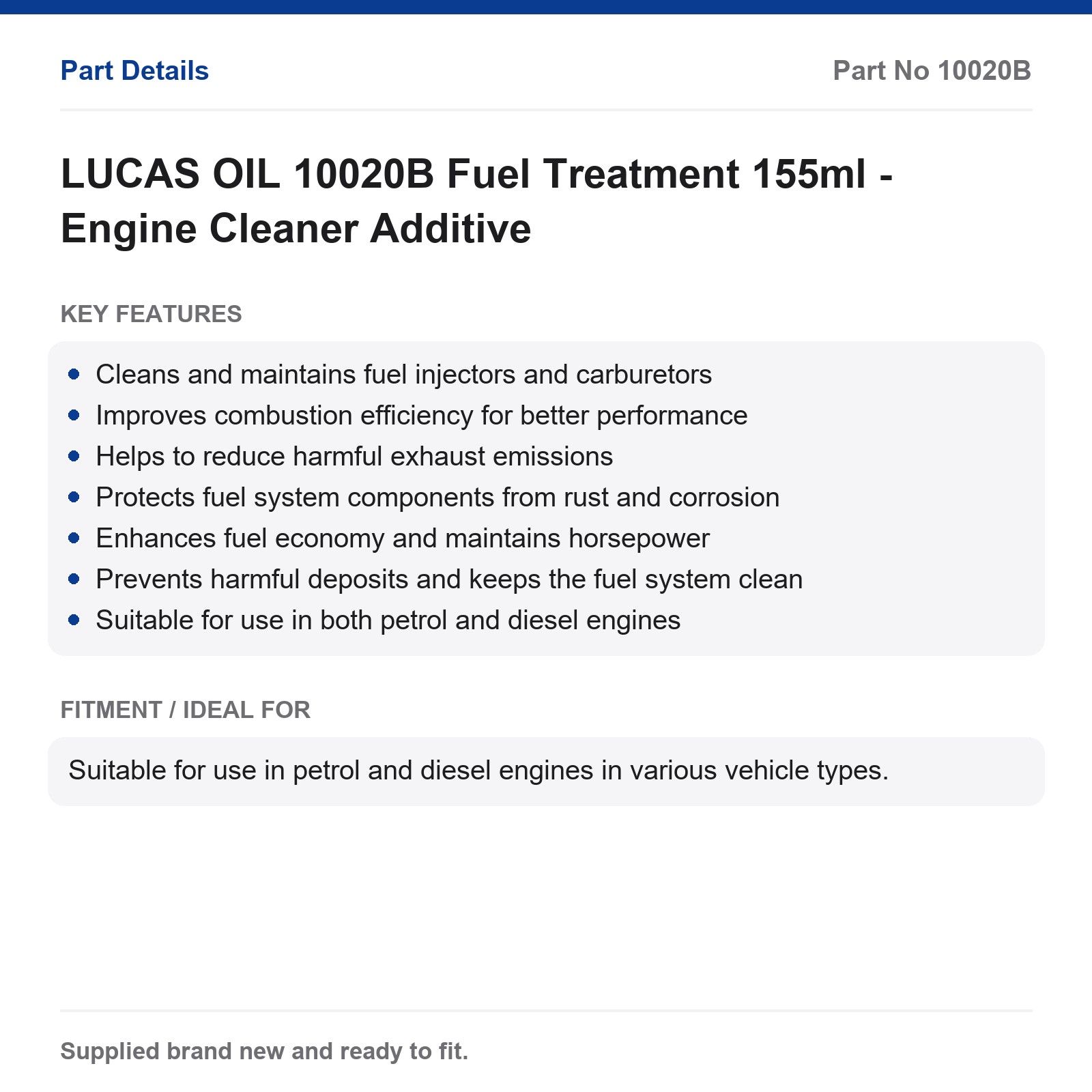 LUCAS OIL 10020B Fuel Treatment 155ml - Engine Cleaner Additive - Image 4