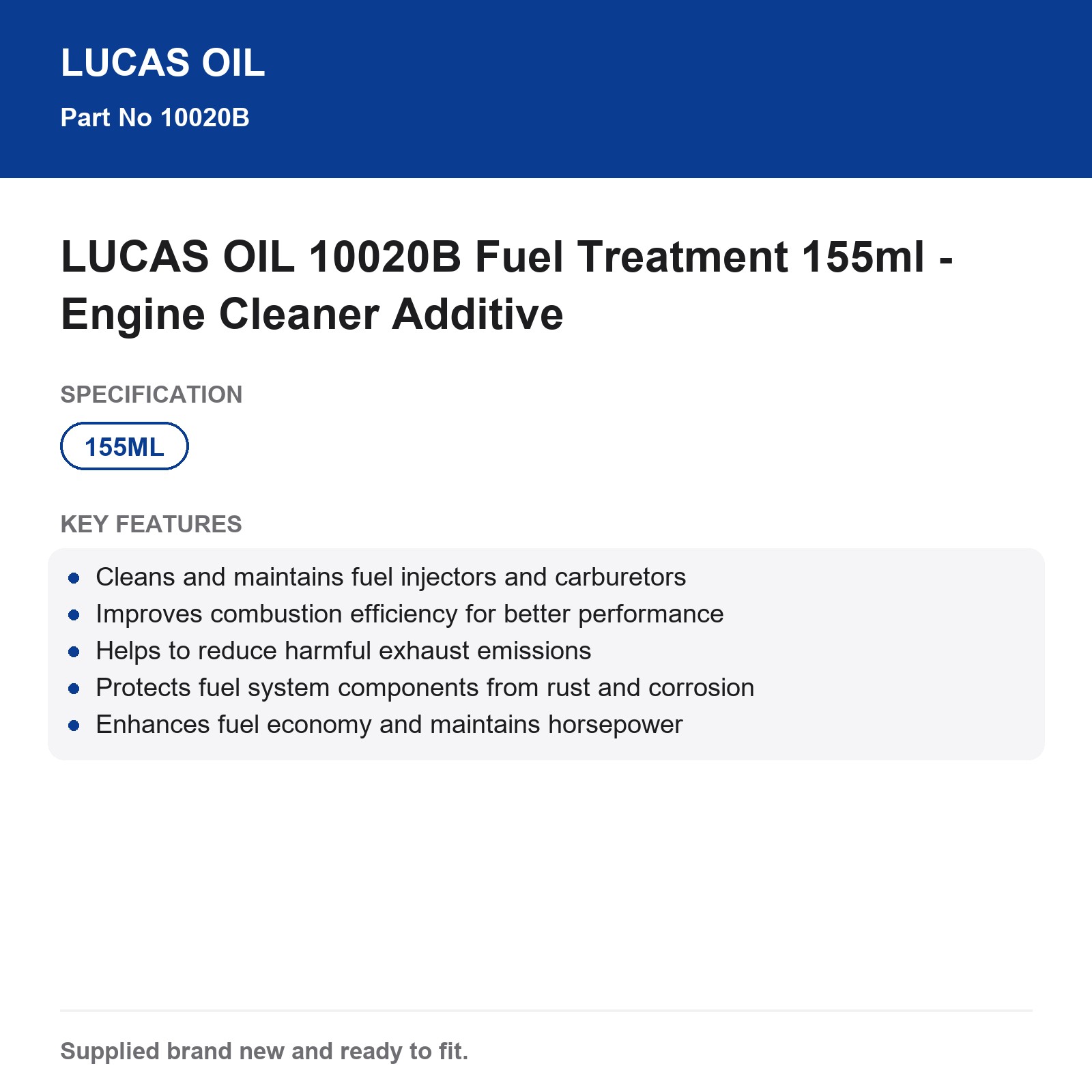LUCAS OIL 10020B Fuel Treatment 155ml - Engine Cleaner Additive - Image 5