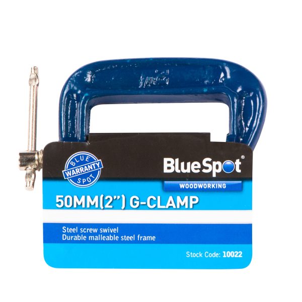 BlueSpot G-Clamp 50mm (2″) Fine Thread Malleable Cast Iron Tommy Bar
