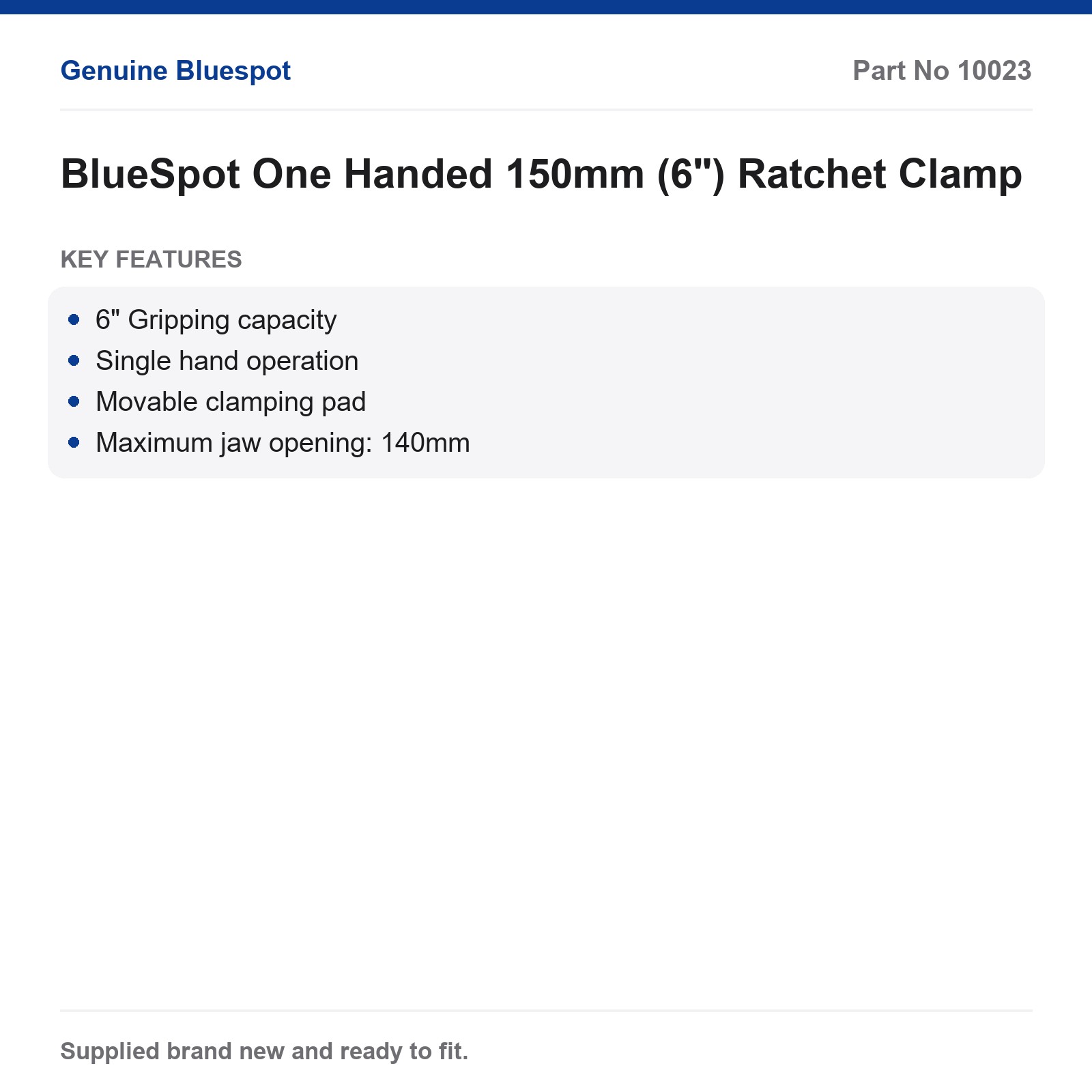 BlueSpot One Handed 150mm (6") Ratchet Clamp Ball Socket Joint - Image 3