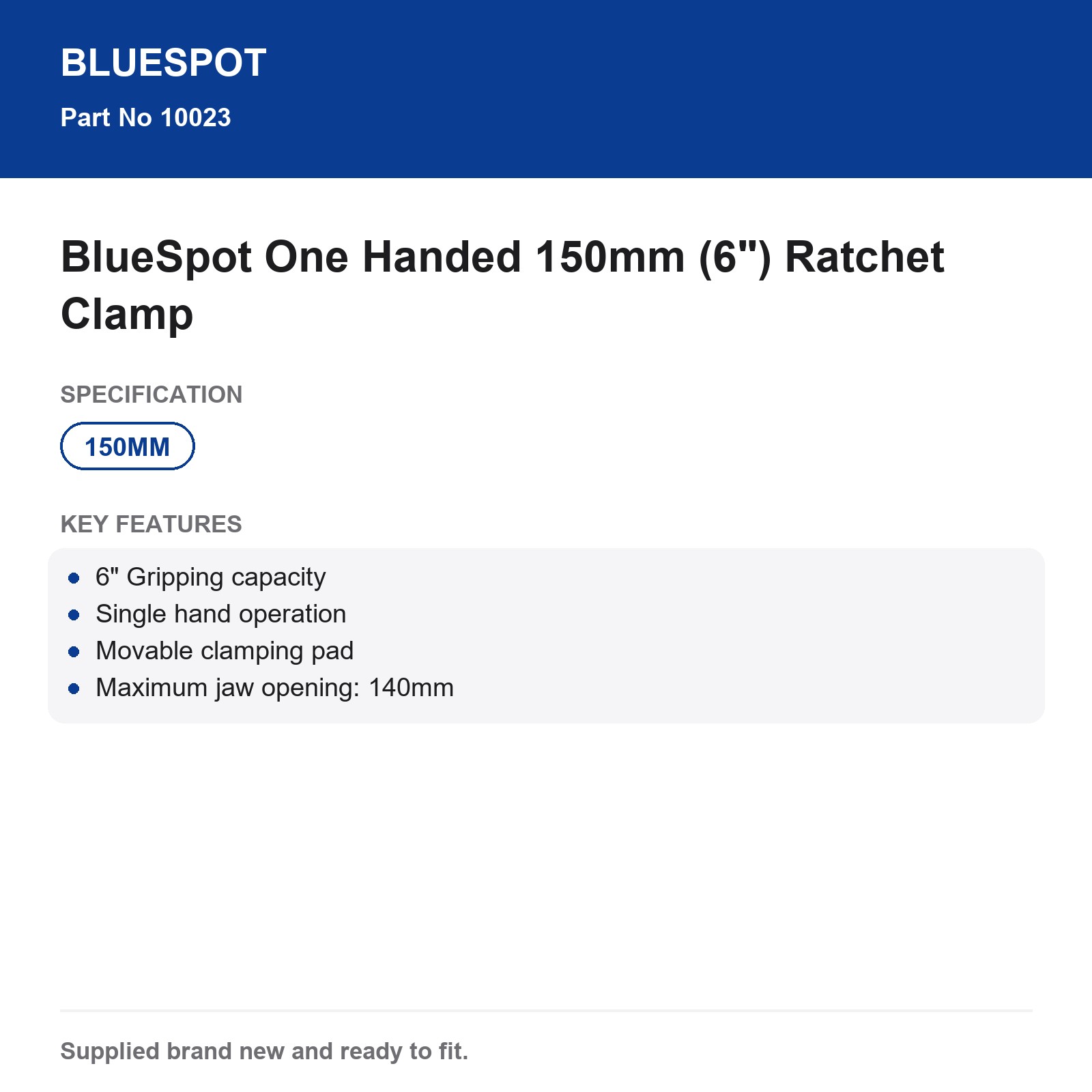 BlueSpot One Handed 150mm (6") Ratchet Clamp Ball Socket Joint - Image 4
