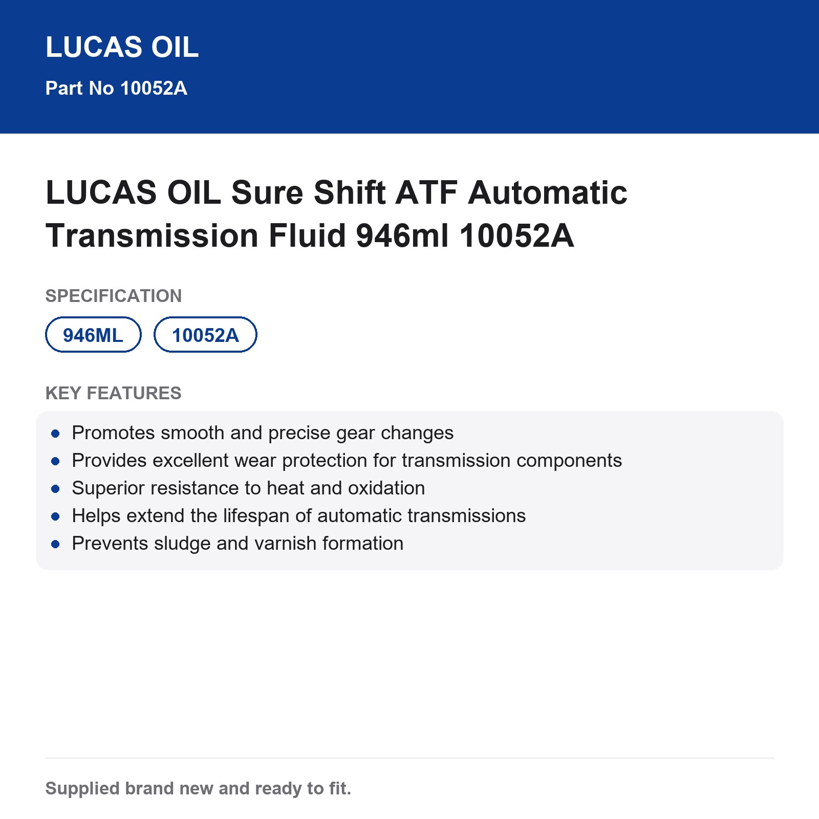 LUCAS OIL Sure Shift Automatic Transmission Fluid 946ml 10052A - Image 4