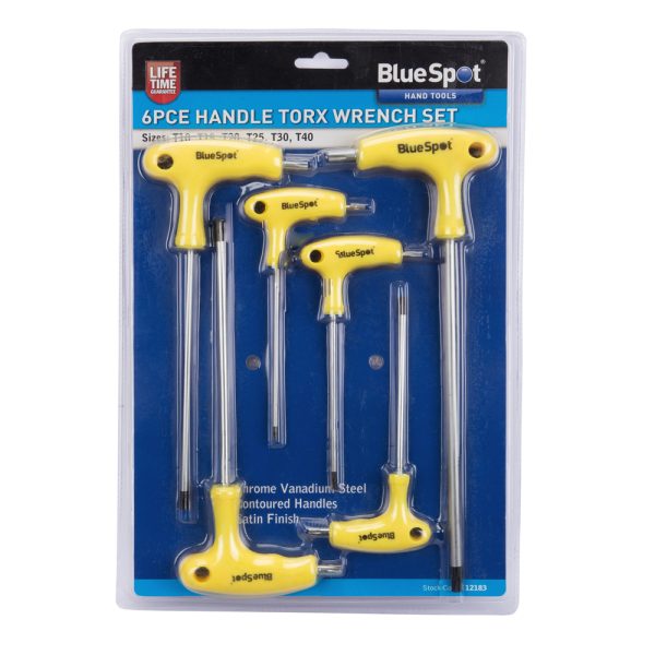 BlueSpot 6pc T-Handle Torx Wrench Set T10-T40 CrV Comfort Grips