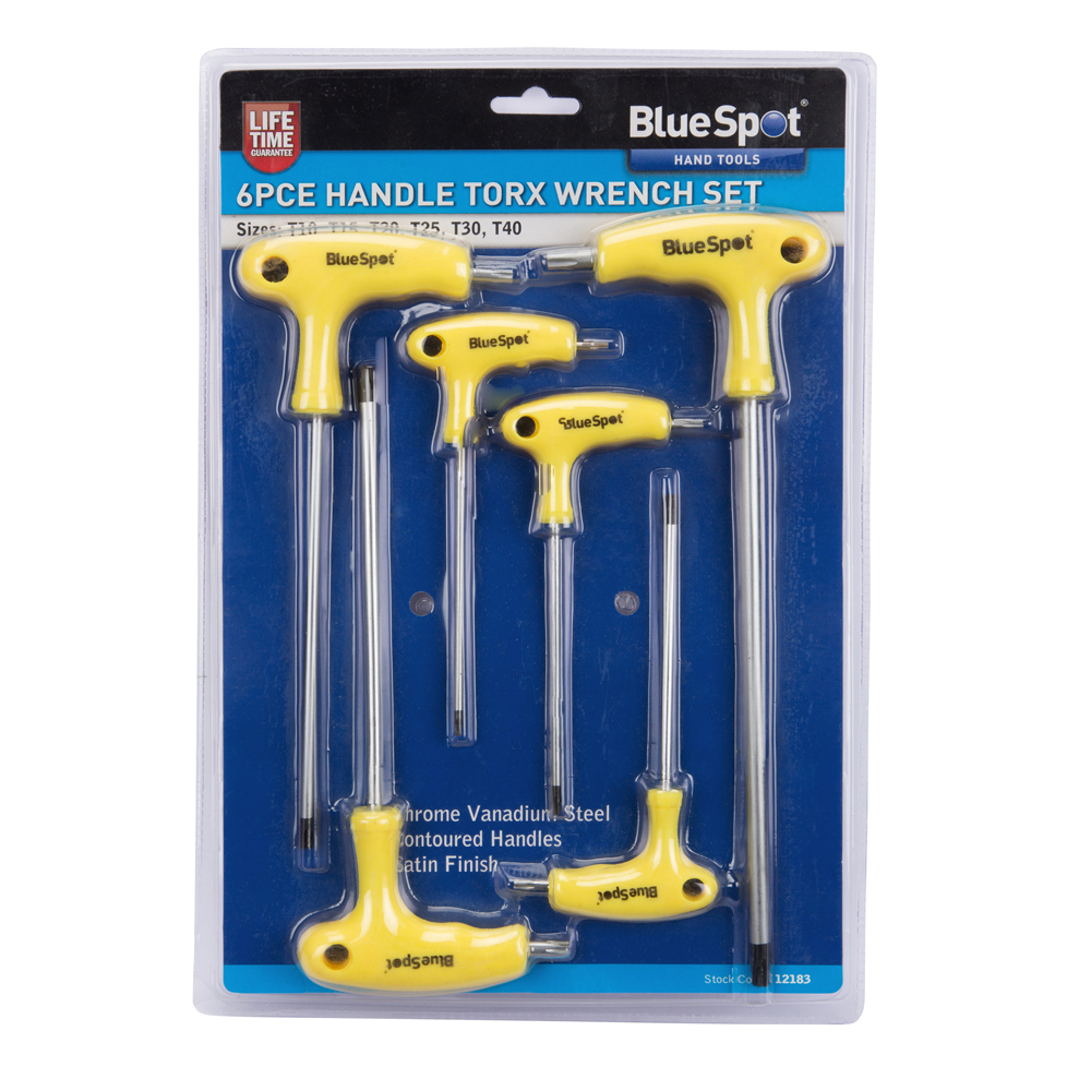 BlueSpot 6pc T-Handle Torx Wrench Set T10-T40 CrV Comfort Grips