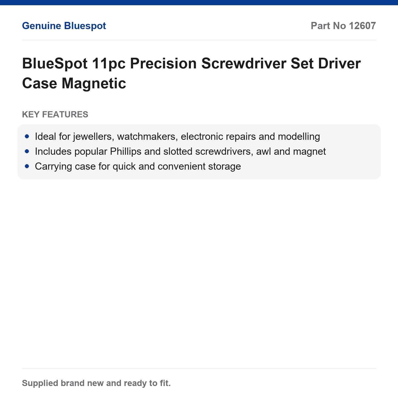 Precision Screwdriver Set BlueSpot 11pc Magnetic Case - Image 4
