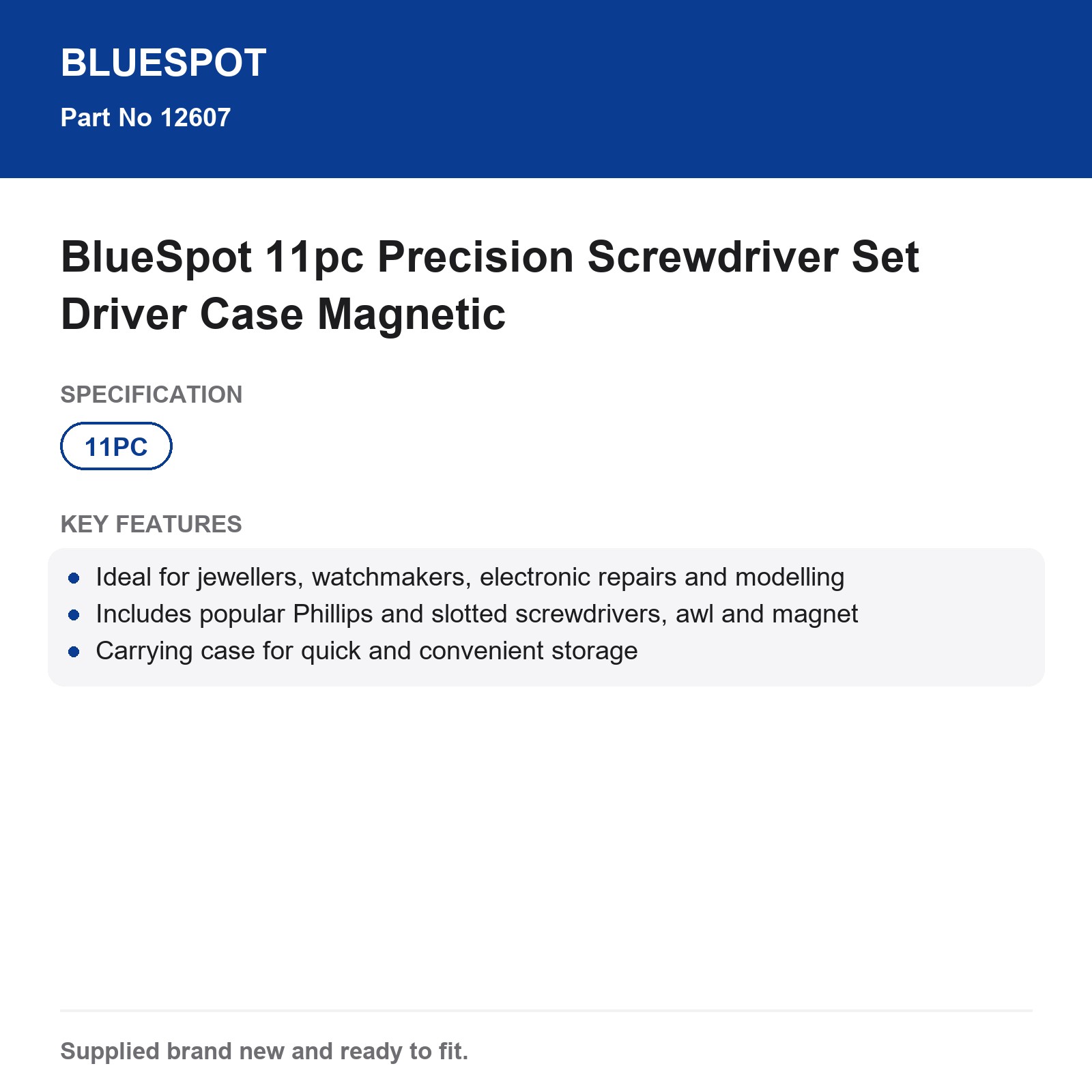 Precision Screwdriver Set BlueSpot 11pc Magnetic Case - Image 5
