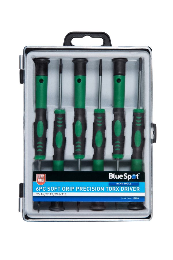 BlueSpot 6pc Precision Torx Screwdriver Set Chrome Vanadium Magnetic Tips Case