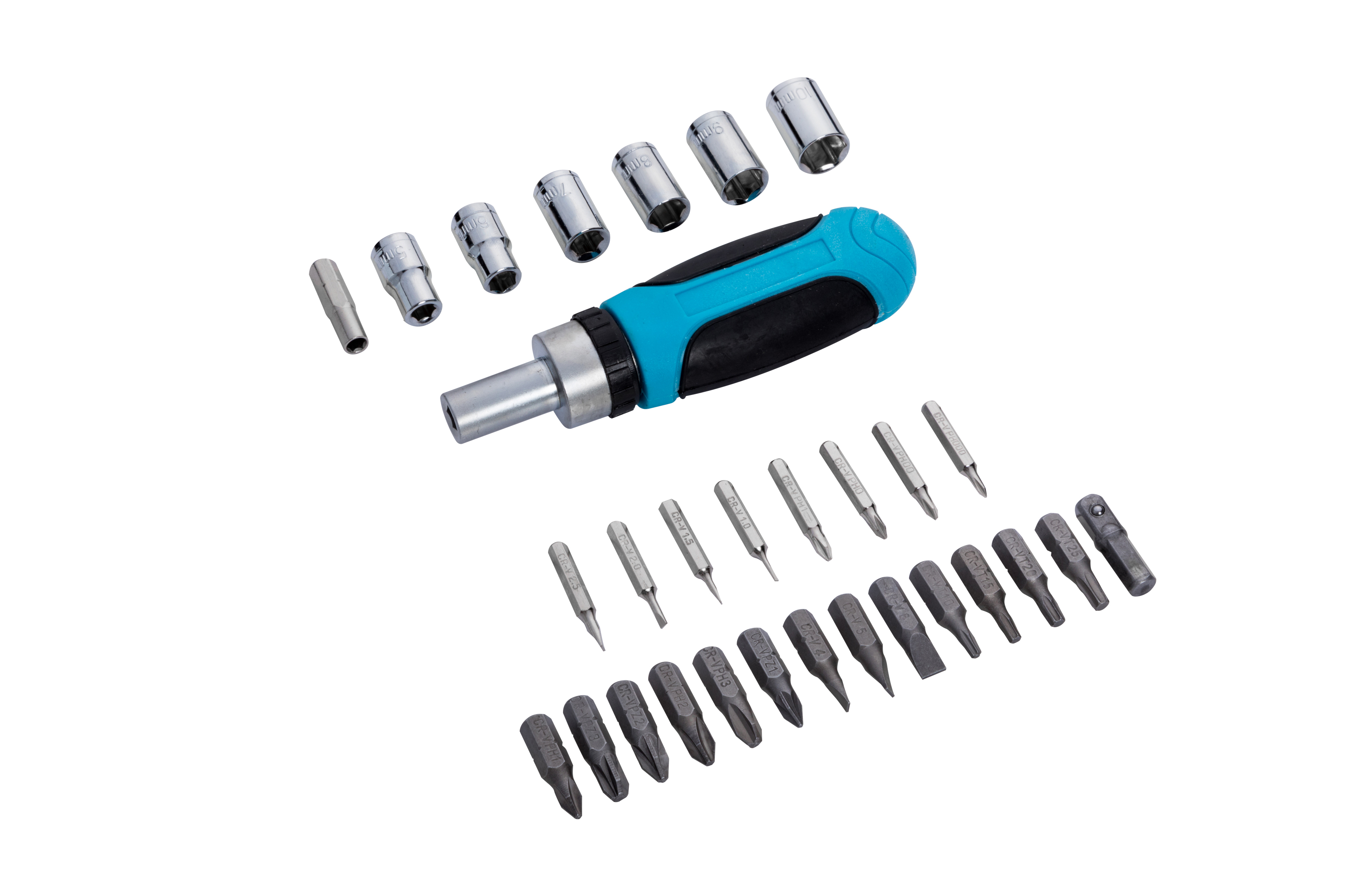 BlueSpot 30pc Ratchet Screwdriver Socket Set 1/4" Carbon Steel Chrome Vanadium - Image 2