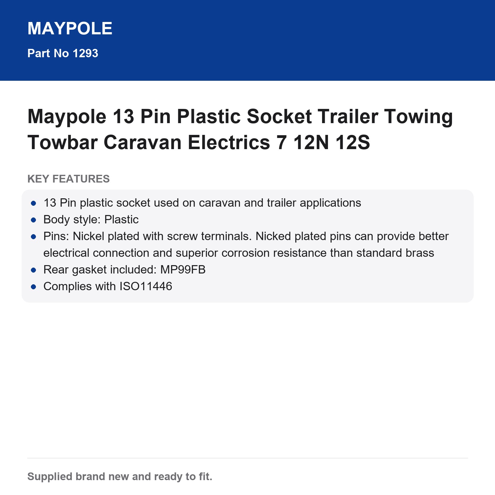 13 Pin Plastic Socket Maypole Trailer Caravan Towbar Electrics - Image 6