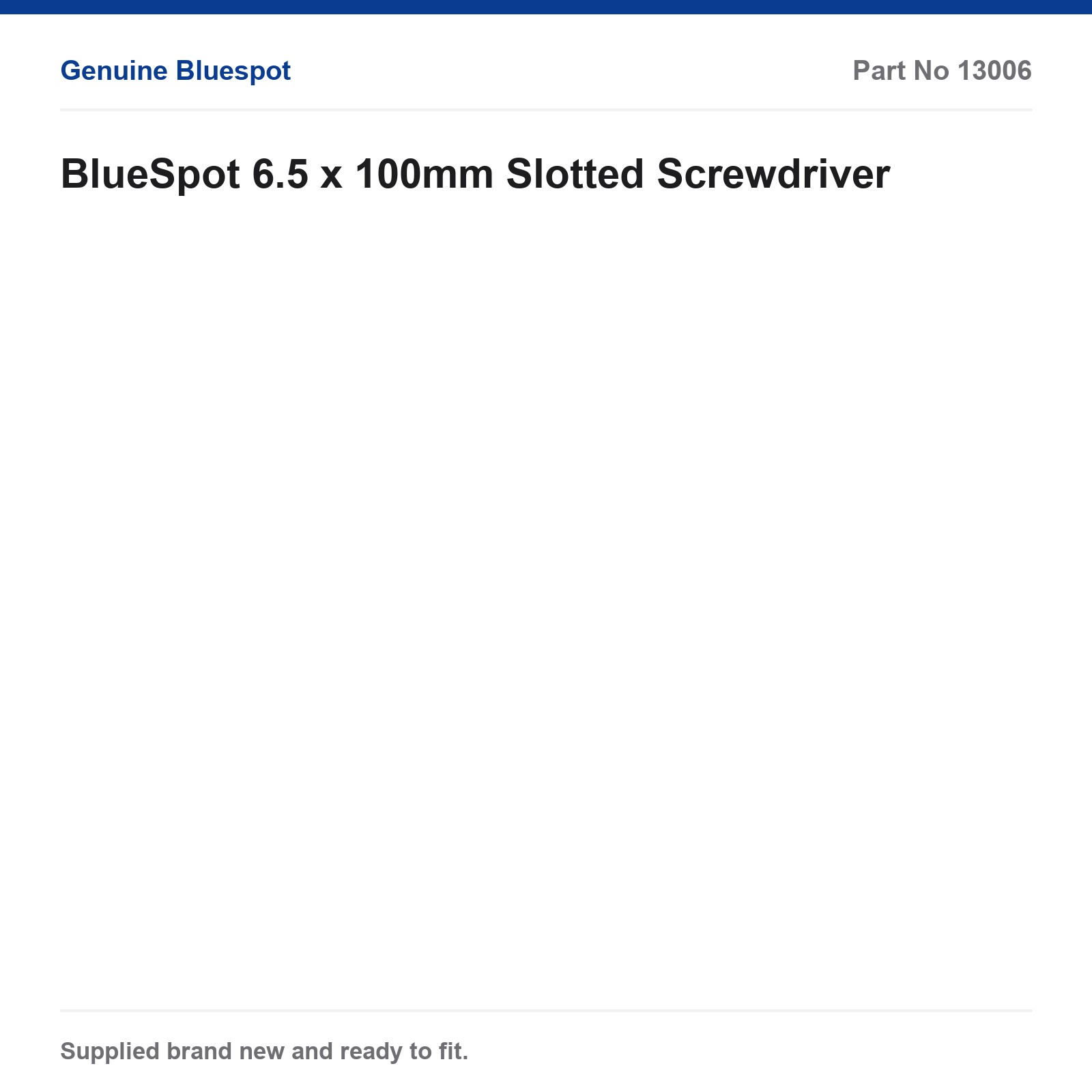 BlueSpot Slotted Screwdriver 6.5x100mm Chrome Vanadium Green Handle - Image 2