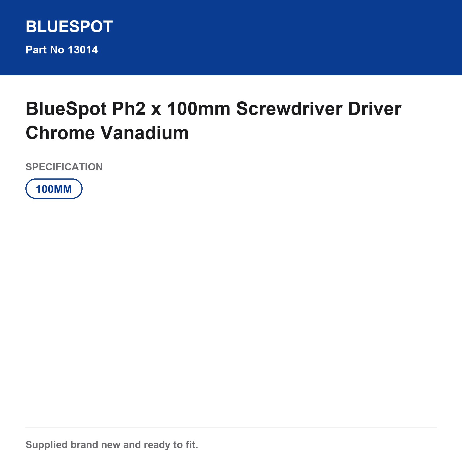 BlueSpot PH2 Screwdriver 100mm Chrome Vanadium - Image 5