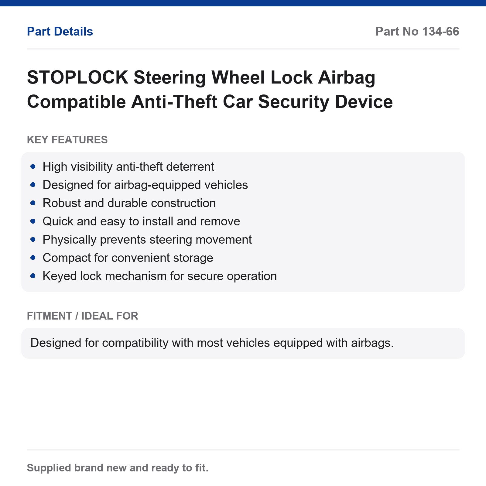 STOPLOCK Steering Wheel Lock Airbag Compatible Anti-Theft - Image 3
