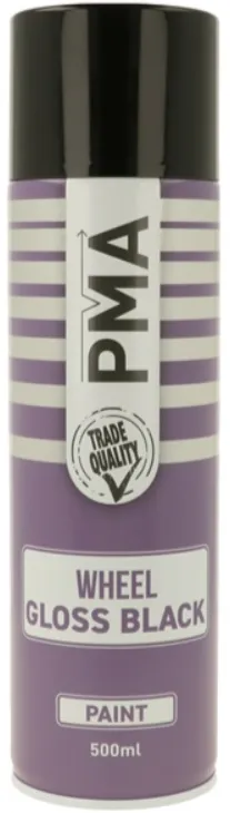PMA Gloss Black Wheel Paint 500ml Car Alloy Rim Spray Can Durable Finish