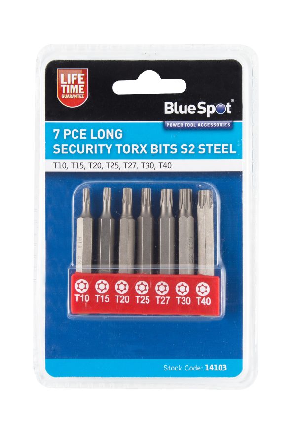 BlueSpot 7pc Long Security Torx Bit Set Impact