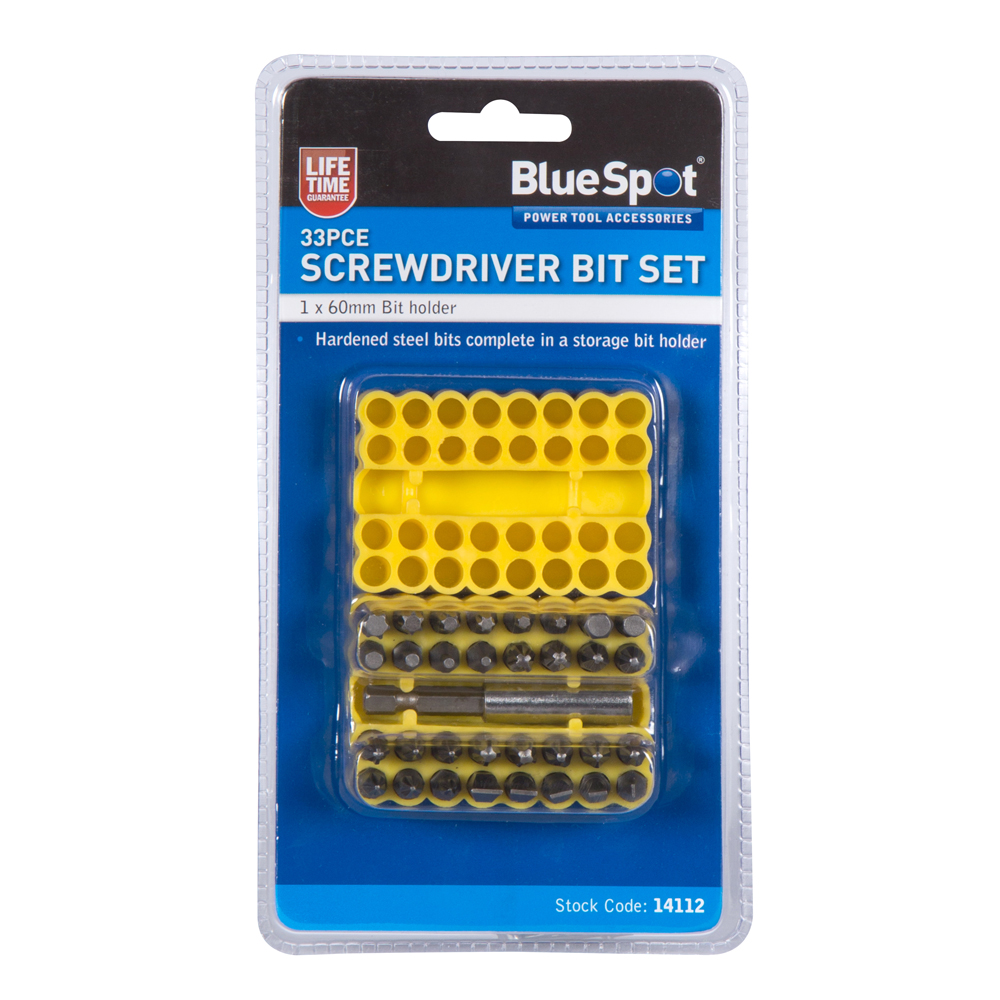 Screwdriver Bit Set BlueSpot 33pc Chrome Vanadium with Carrying Case