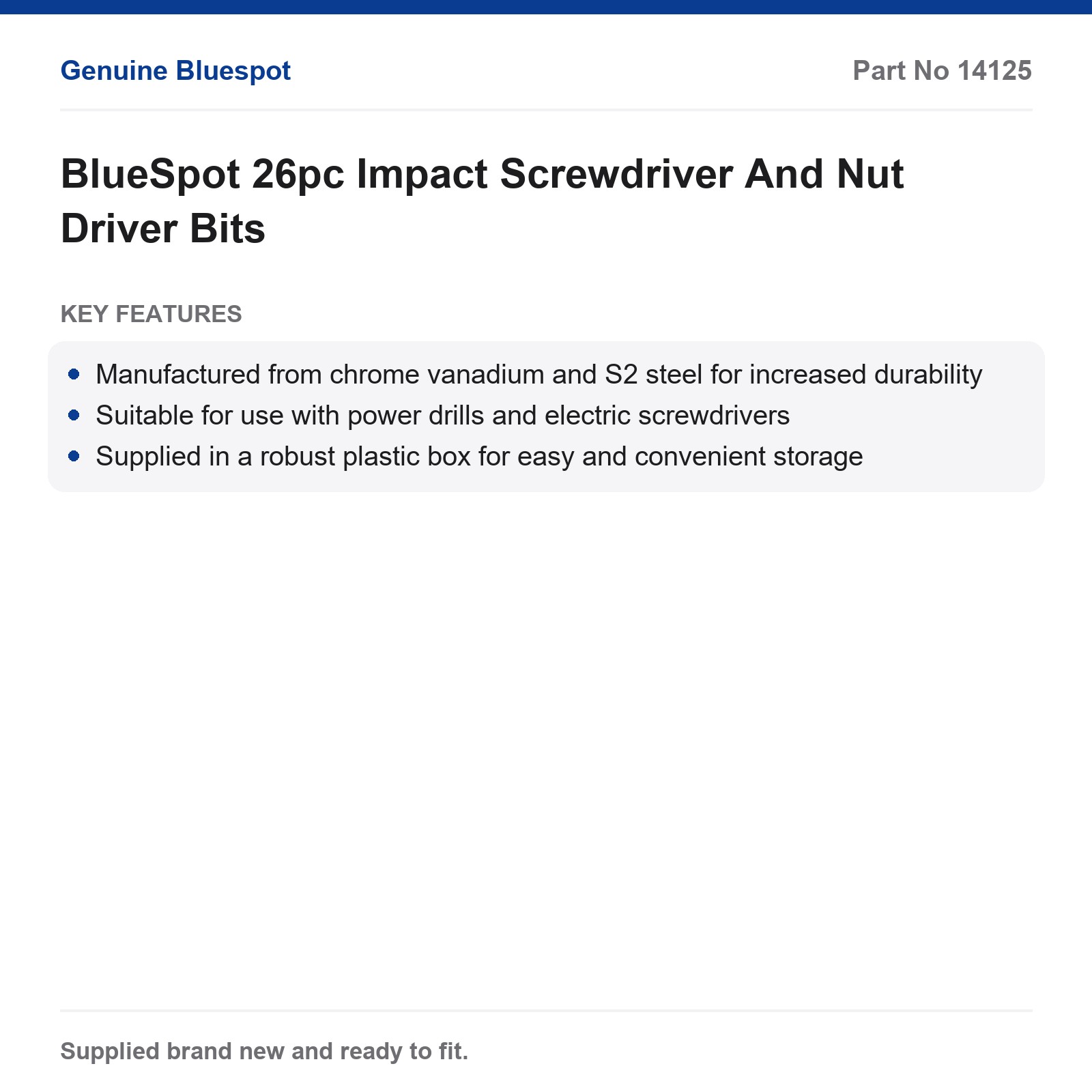 BlueSpot 26pc Impact Screwdriver And Nut Driver Bits - Image 3