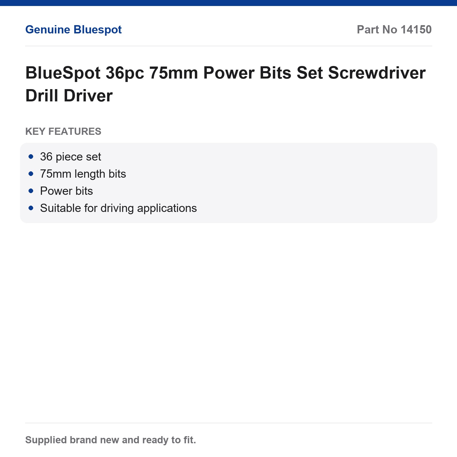 BlueSpot 36pc 75mm Power Bits Set Screwdriver Drill Driver - Image 4