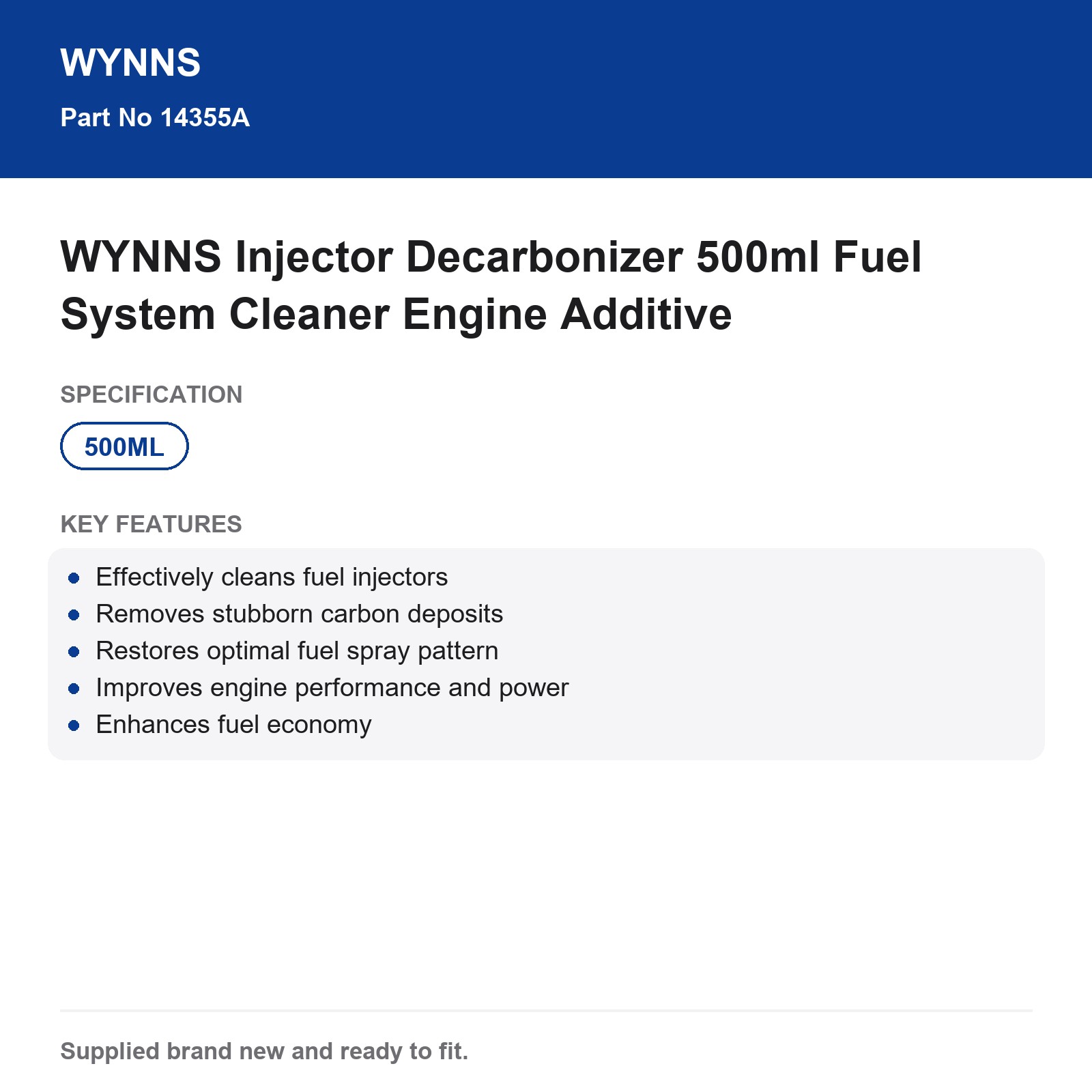 WYNNS Injector Decarbonizer 500ml Fuel System Cleaner Engine Additive - Image 4