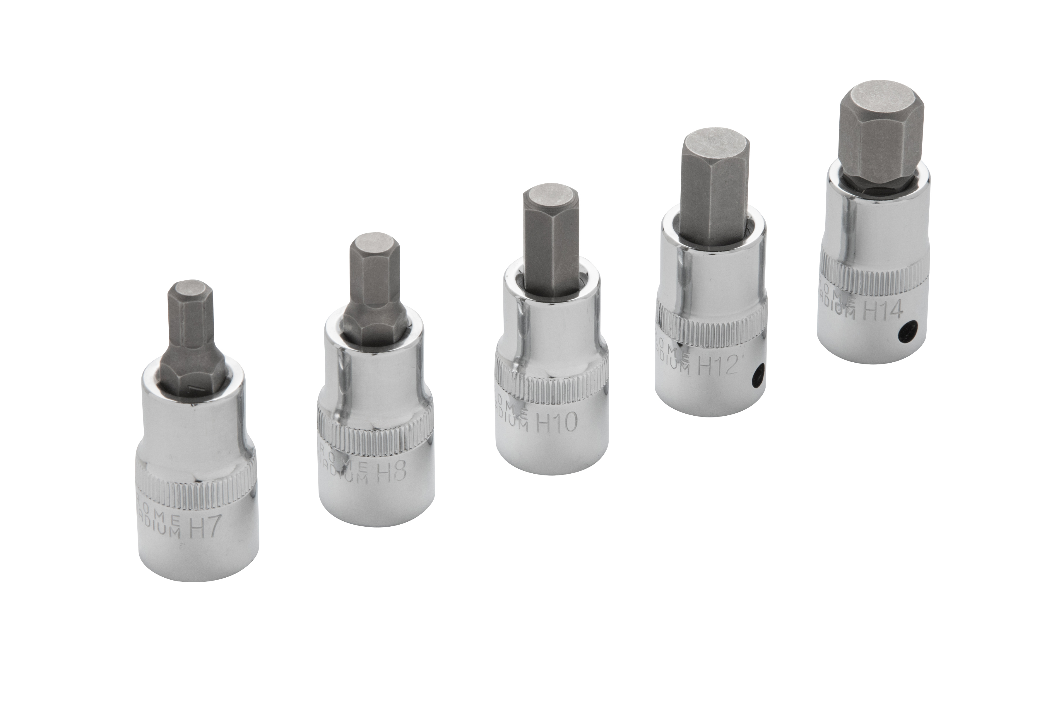 Bluespot 5pc 1/2" Hex Bit Set H7-H14 Chrome Vanadium Knurled Sockets EVA - Image 2