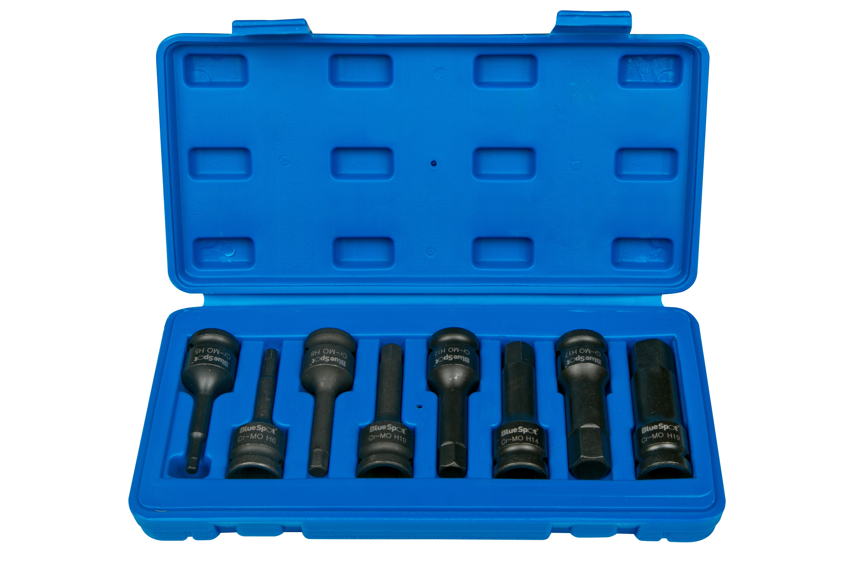 BlueSpot 8pc 1/2" Impact Hex Sockets H5-H19 Cr-Mo Corrosion Resist Case - Image 2