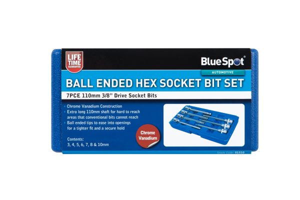 Hex Socket Bit Set 3/8″ Extra Long Ball Ended 7pc BlueSpot (H3-H10)
