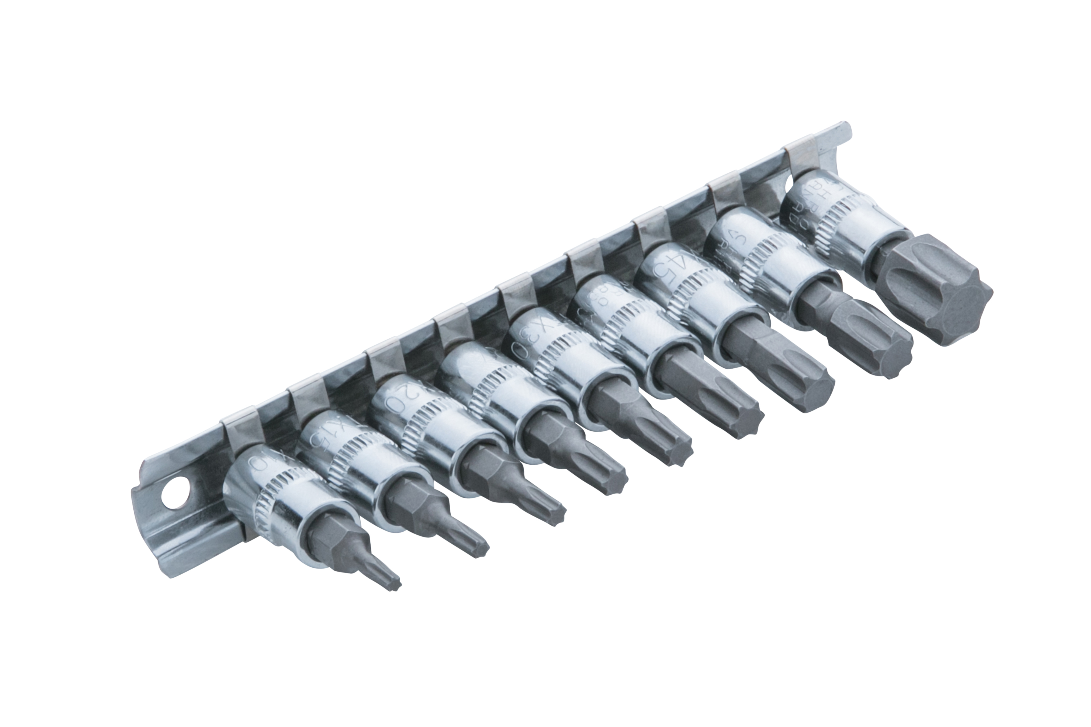 Blue Spot Tools 9pc 1/4" Torx Bit Socket Set Chrome Vanadium Knurled Socket Rail - Image 2