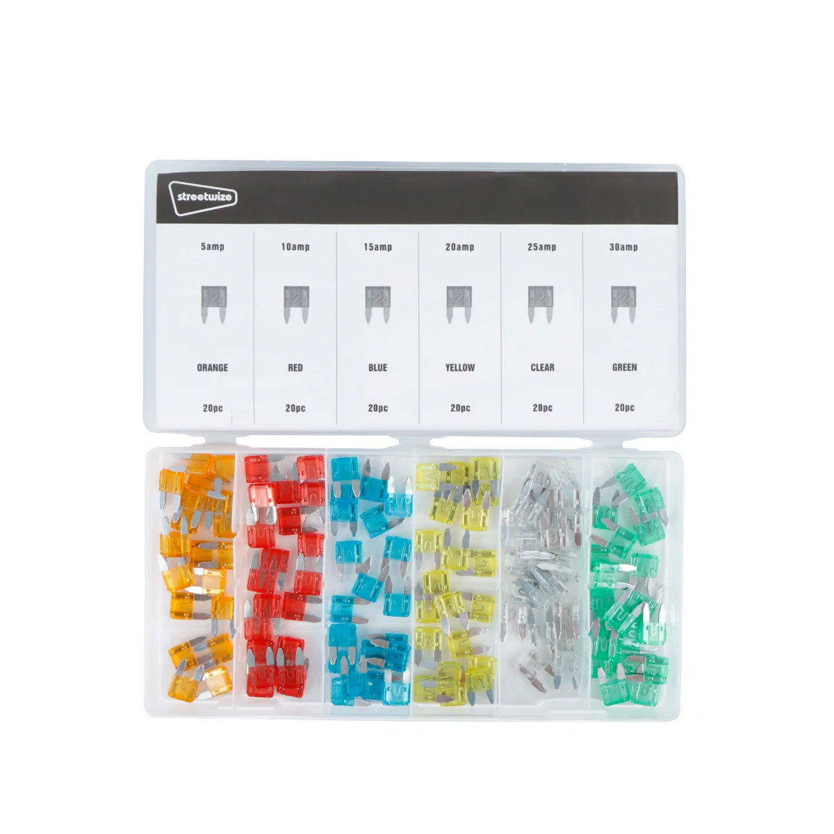 Streetwize Mini Blade Fuses Zinc Auto Assorted 120 Pack - Image 2