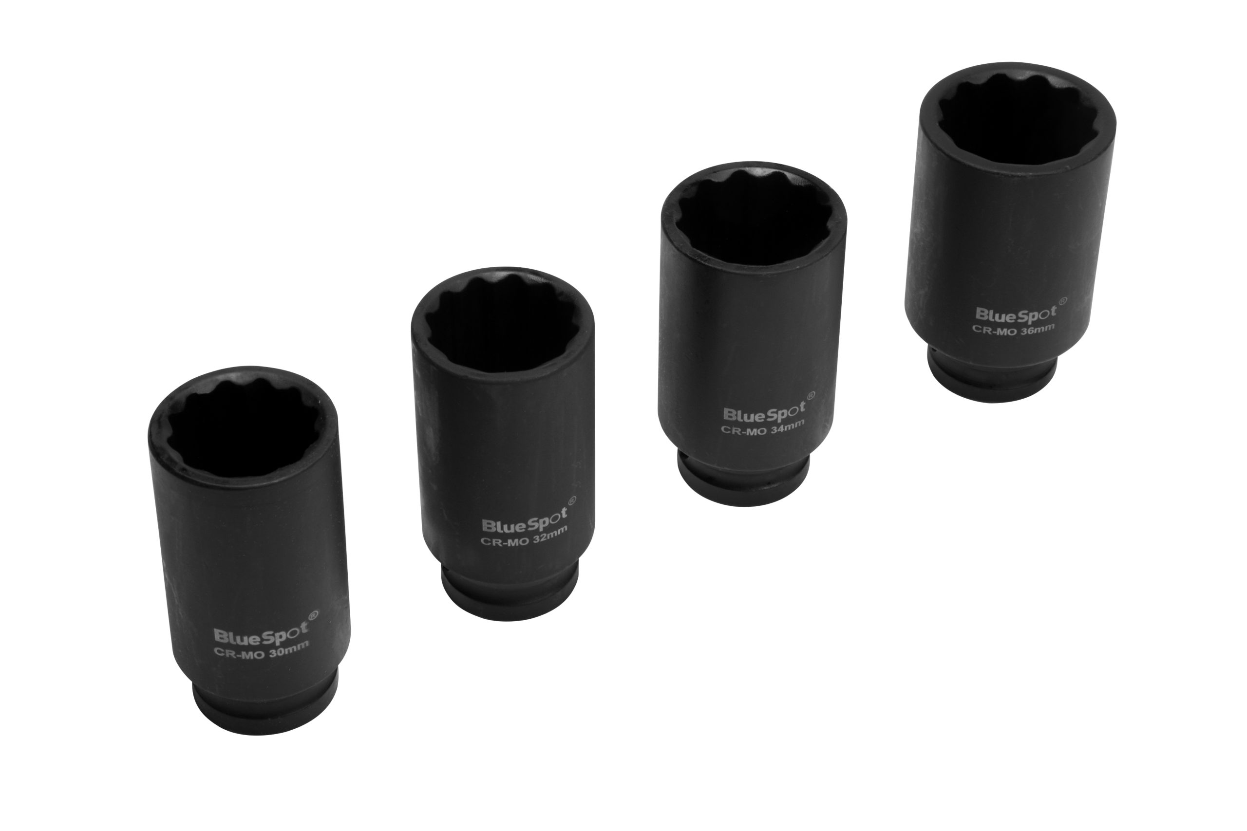 BlueSpot 4pc 1/2" Metric Cr-Mo Impact Sockets (30-36mm) - Image 2