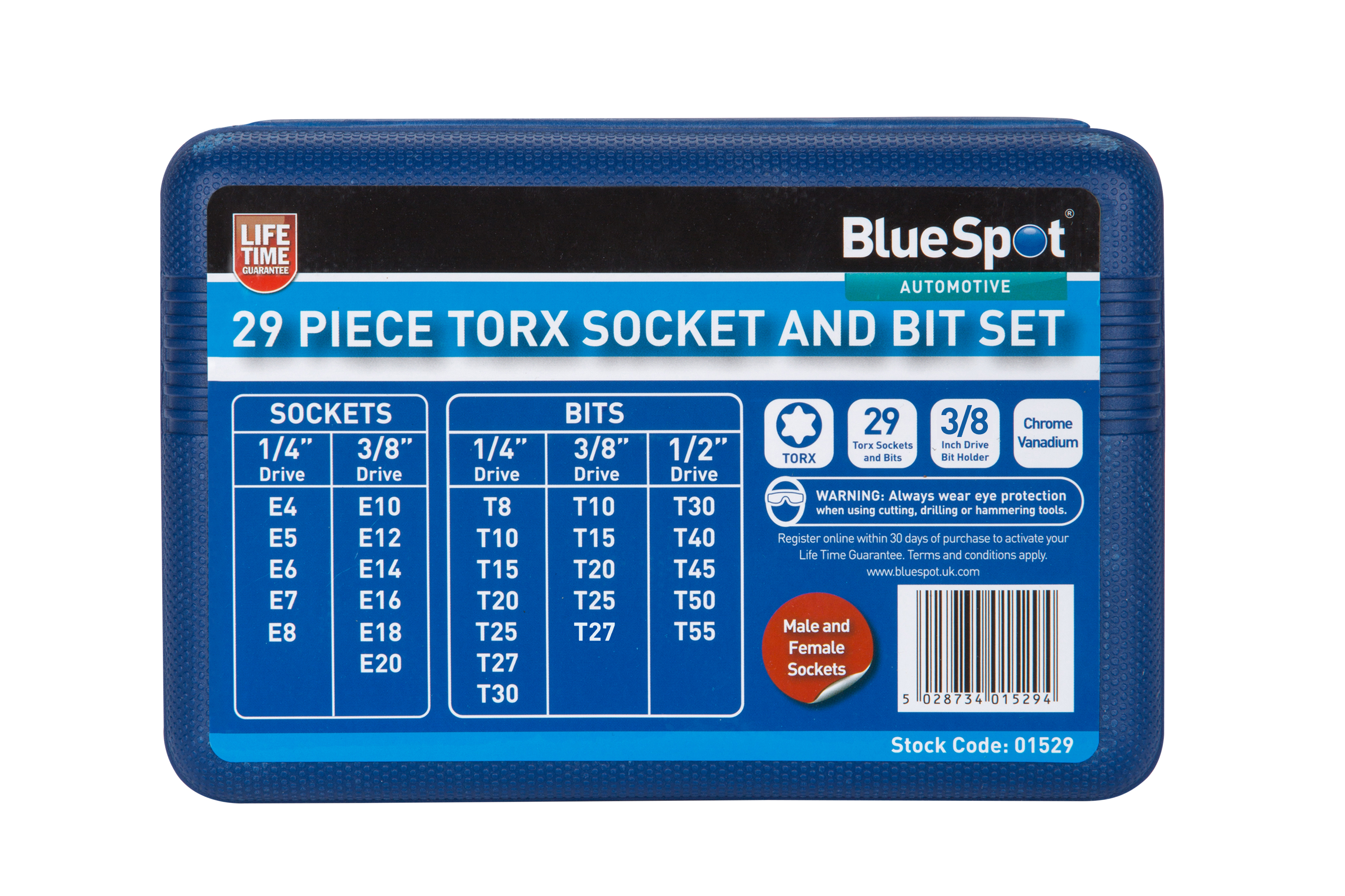 BlueSpot 29pc Torx Socket & Bit Set (T10-T55) (E4-E20)