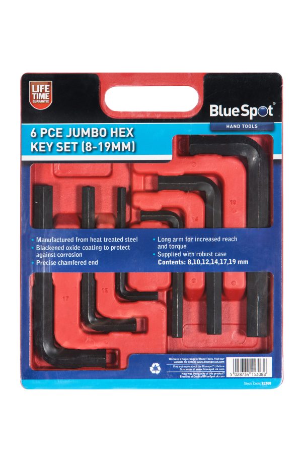 BlueSpot Jumbo Hex Key Set 6pc 8-19mm