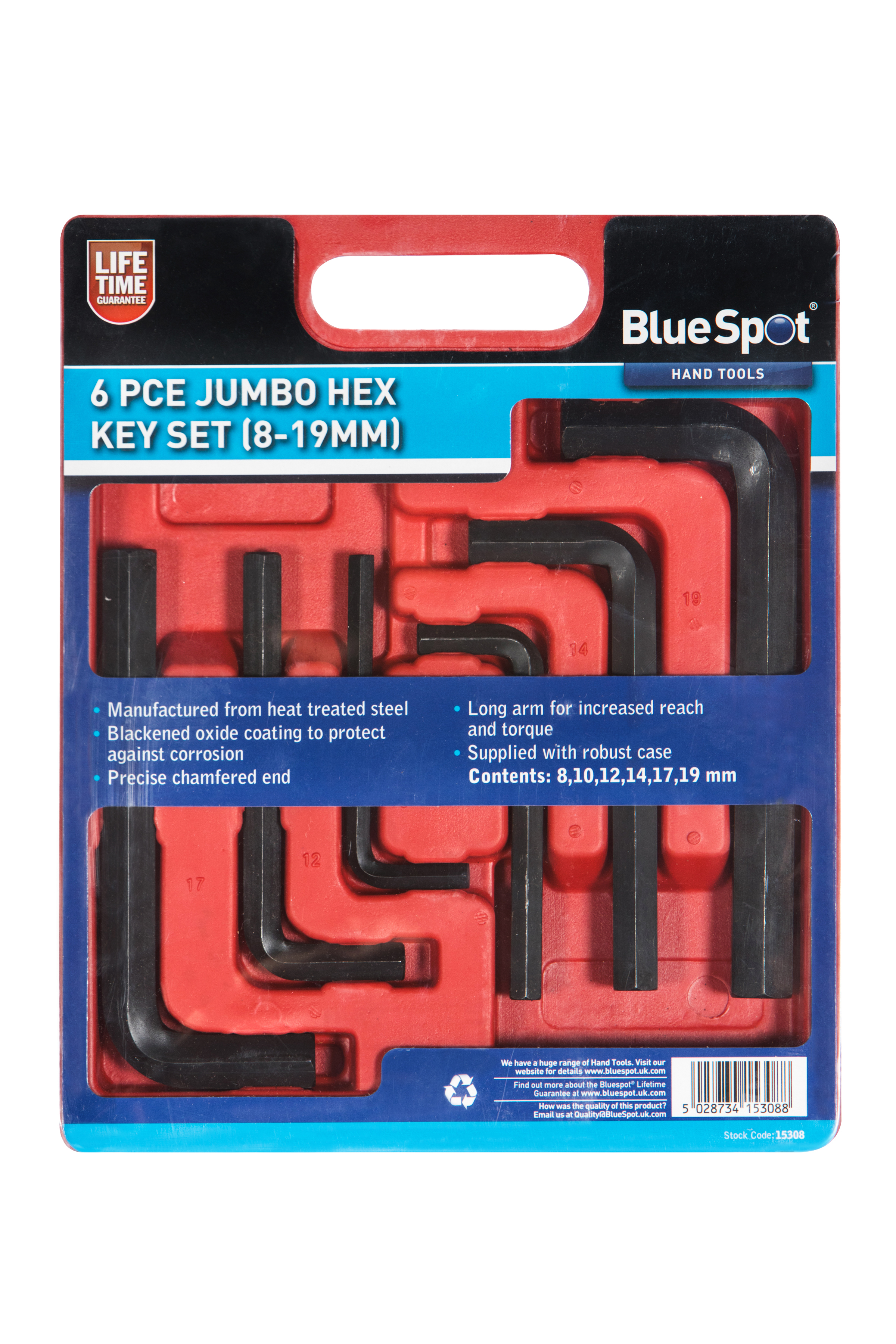 BlueSpot Jumbo Hex Key Set 6pc 8-19mm
