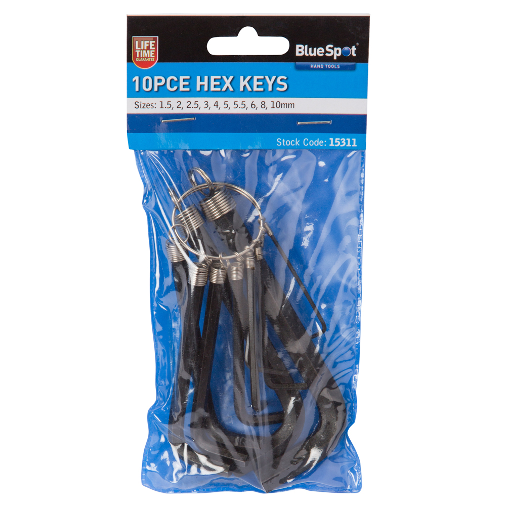 BlueSpot 10pc Metric Hex Key Set Keyring Storage