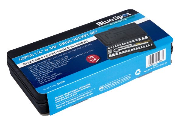 BlueSpot 40pc 1/4″ & 3/8″ Socket Set (4-13mm) (5/32″-3/8″)