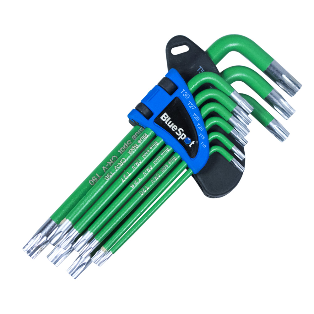 BlueSpot 9pc Long Arm Tamper Proof Torx Key Set T10-T50 Security Hex Wrench - Image 2