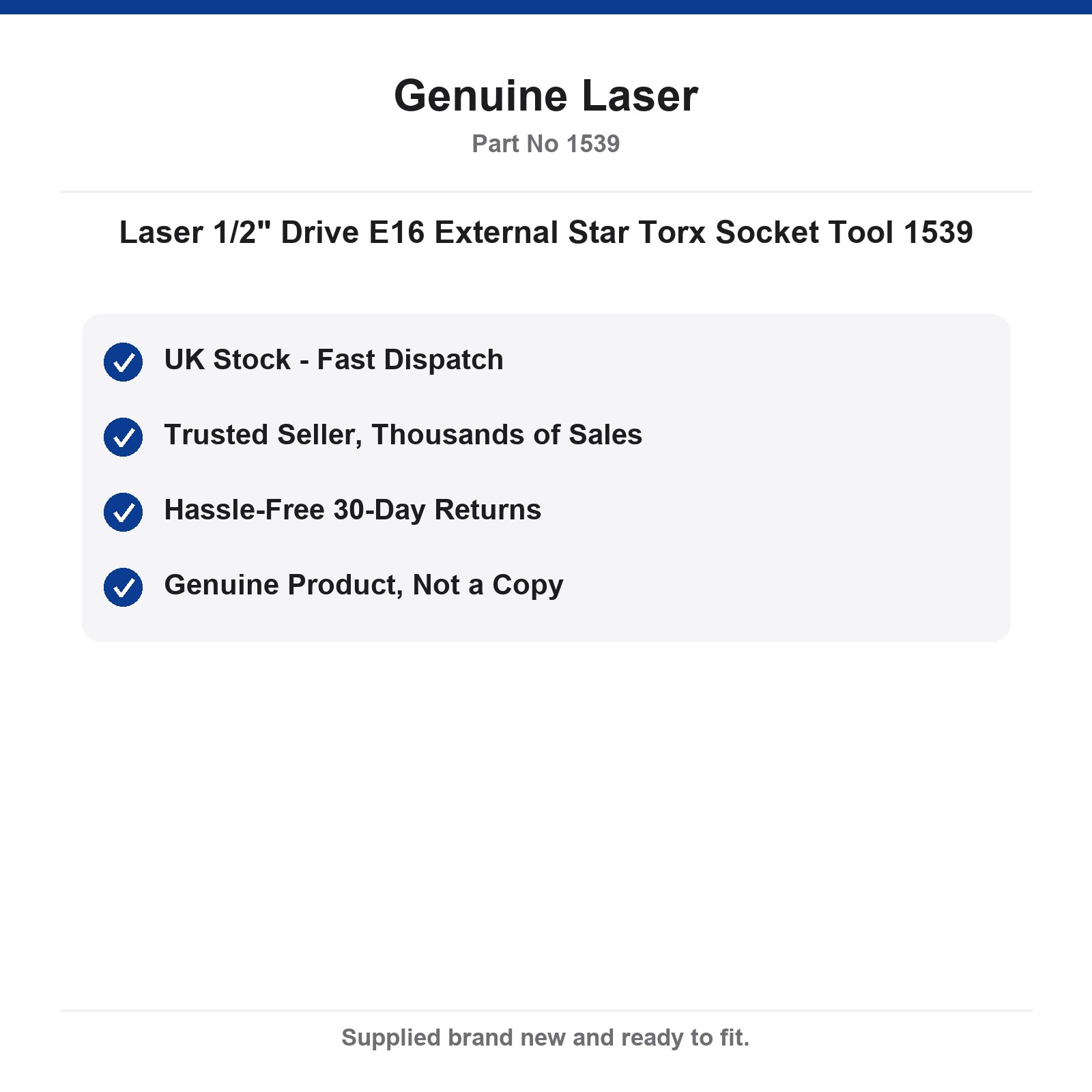 Laser 1539 1/2" Drive E16 External Torx Star Socket - Image 4