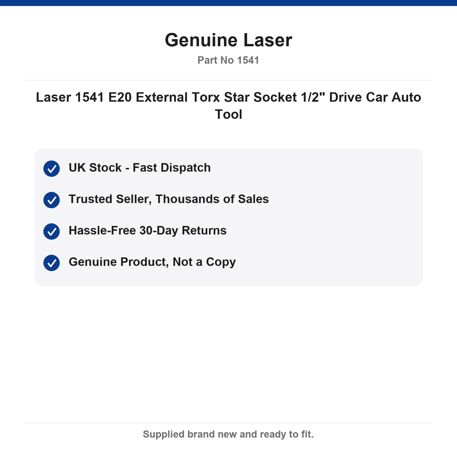 Laser 1541 E20 External Torx Socket 1/2" Drive Automotive Tool - Image 4
