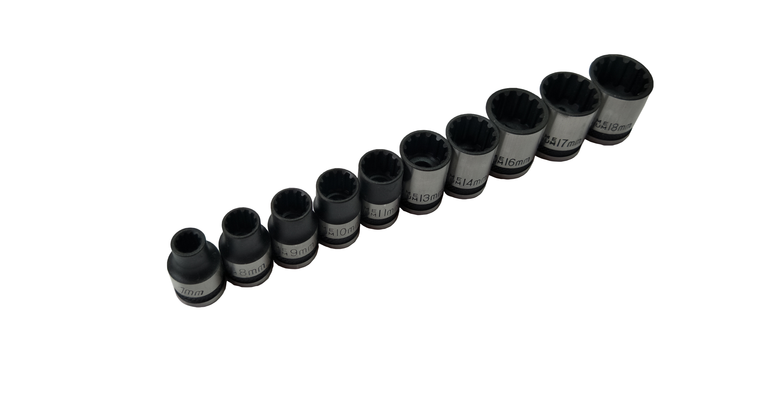 BlueSpot 10pc 3/8" Spline Sockets Metric SAE 7-18mm 9/32-23/32" - Image 2