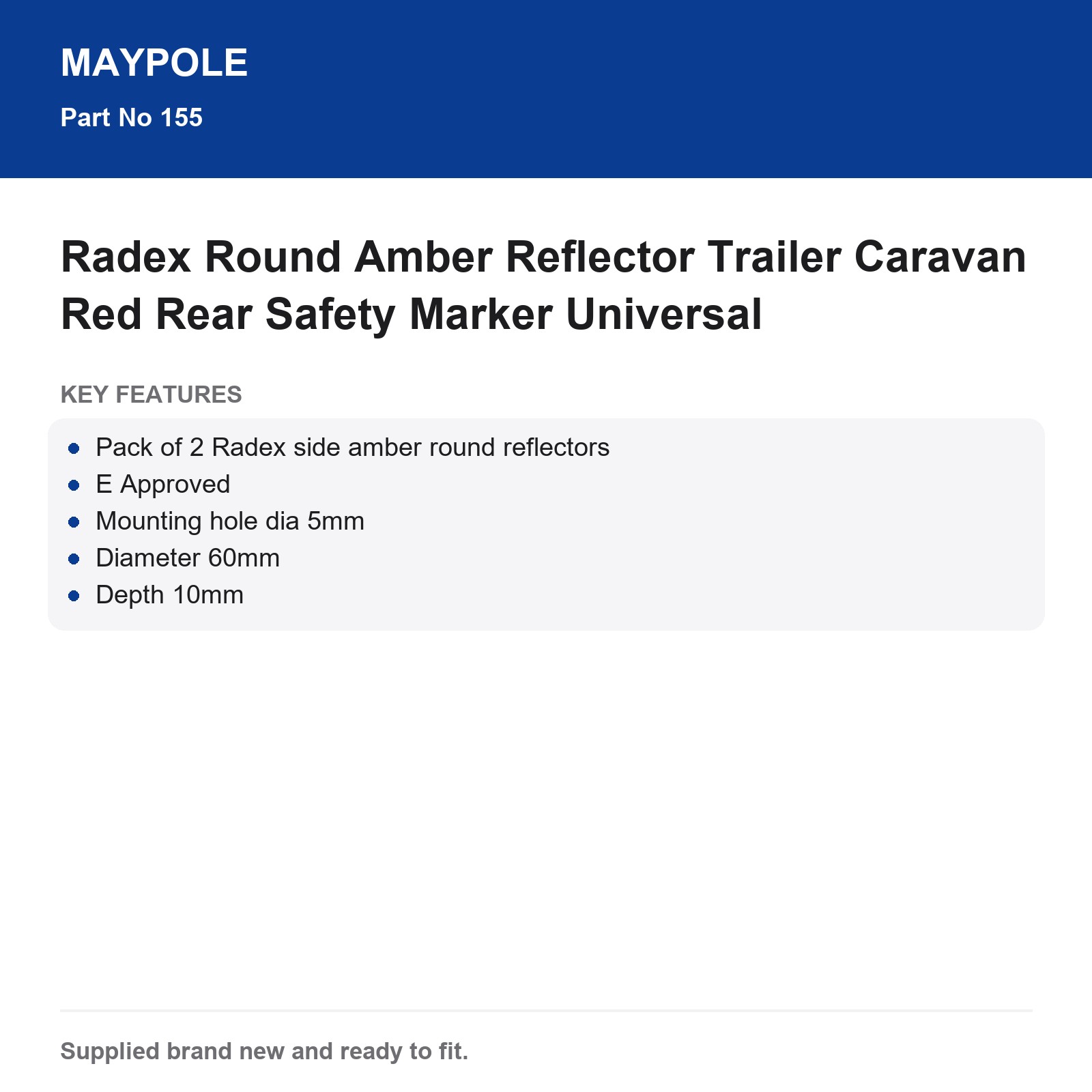 Radex Round Amber Reflector Trailer Caravan Universal Safety Marker - Image 6
