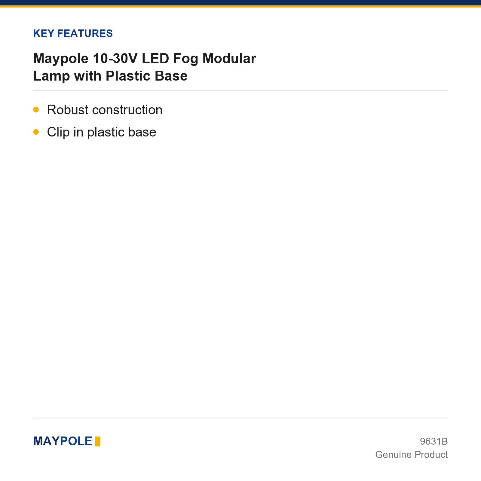 Maypole LED Fog Lamp 10-30V Modular Plastic Base Trailer Truck Lamp - Image 3