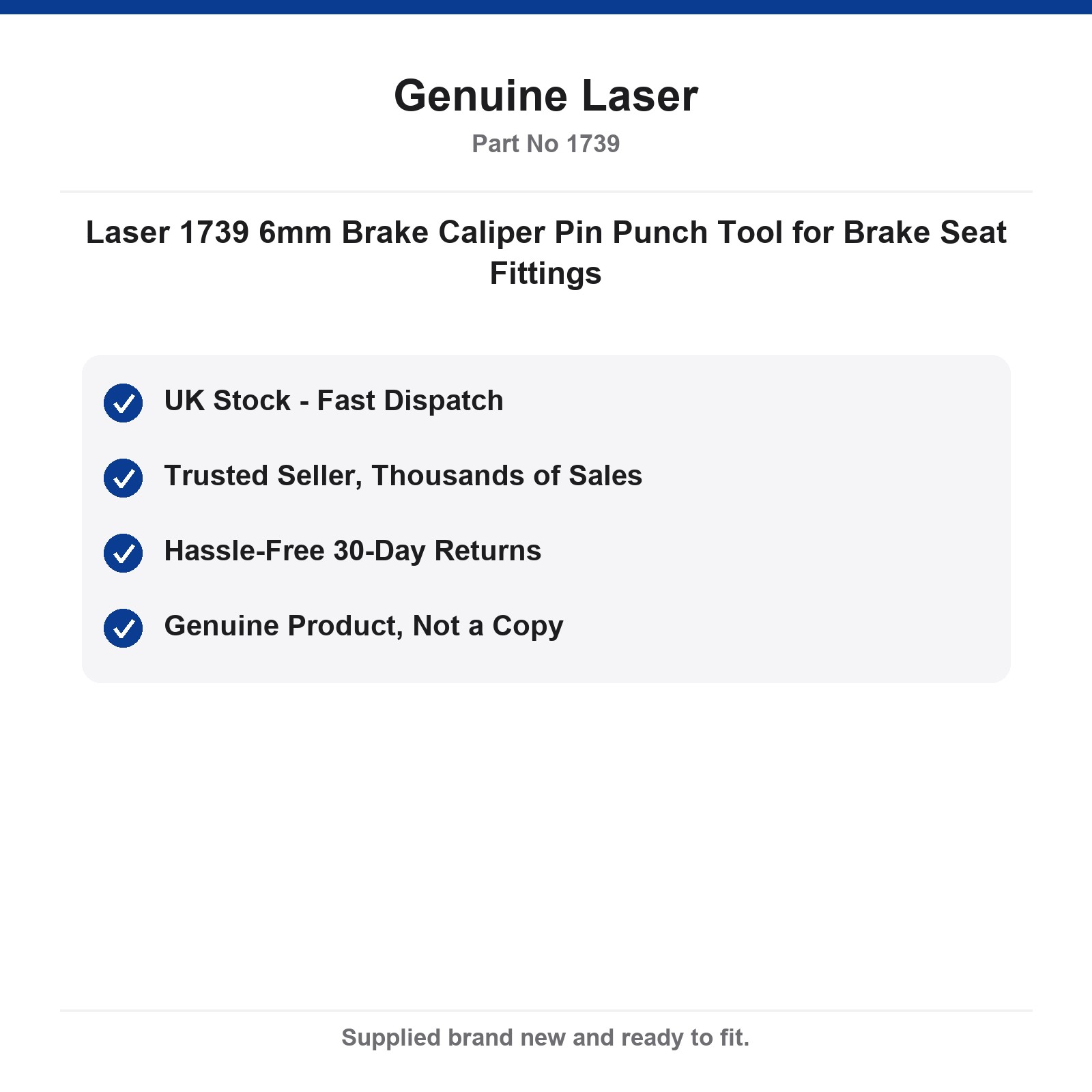Laser 1739 6mm Brake Caliper Pin Punch Tool for Brake Seat Fittings - Image 4