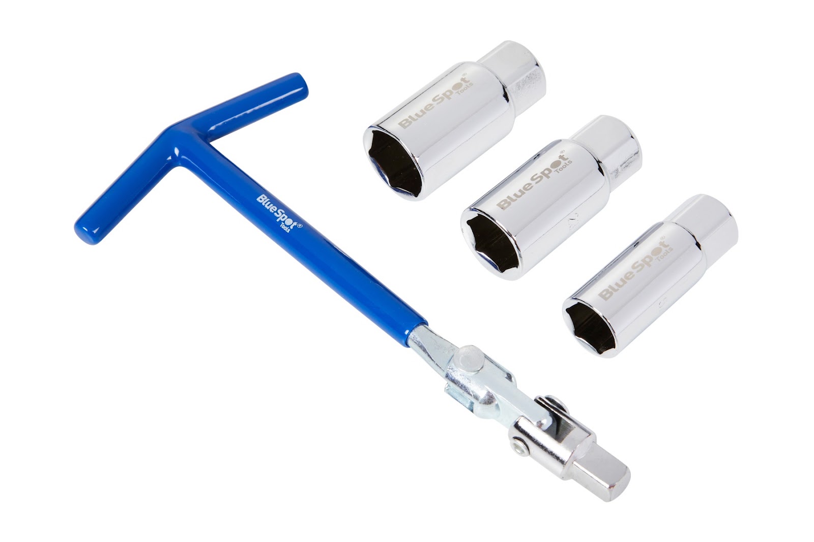 BlueSpot 4pc 3/8" T-Handle Flexy Spark Plug Wrench Set Soft Grip Chrome Plated - Image 2