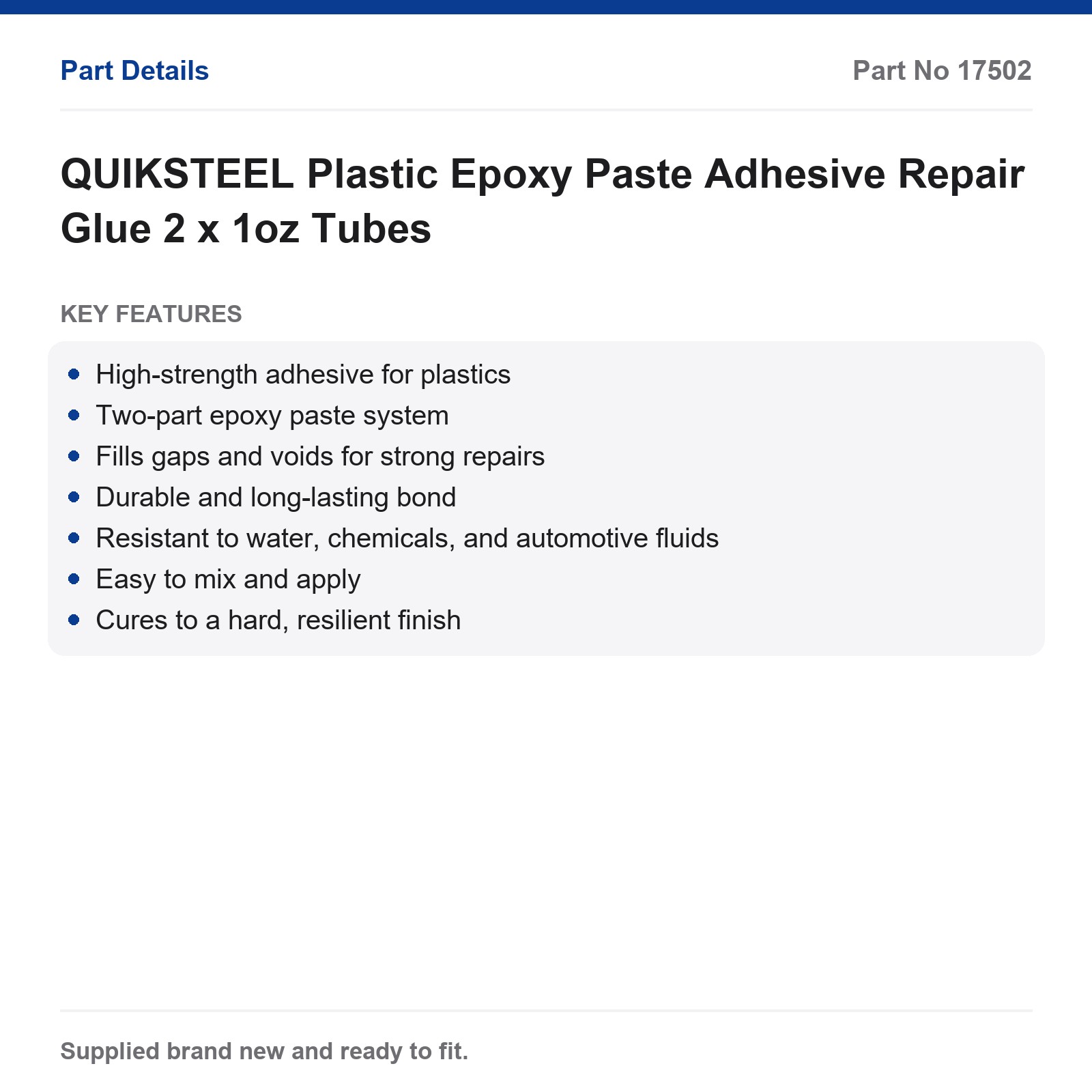 QUIKSTEEL Plastic Epoxy Paste Repair Glue 2x 1oz Tubes - Image 3