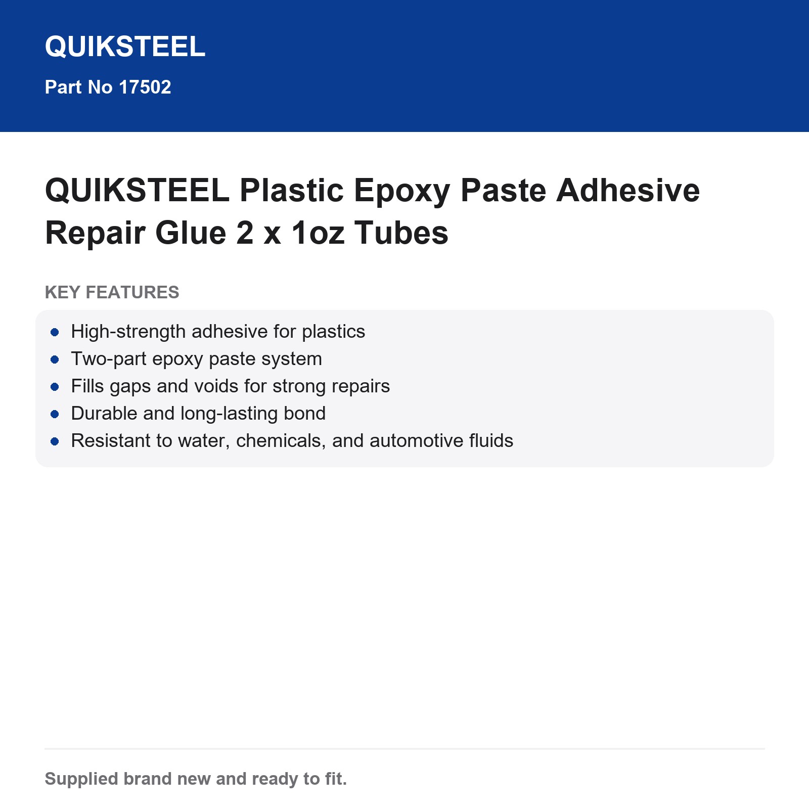 QUIKSTEEL Plastic Epoxy Paste Repair Glue 2x 1oz Tubes - Image 4