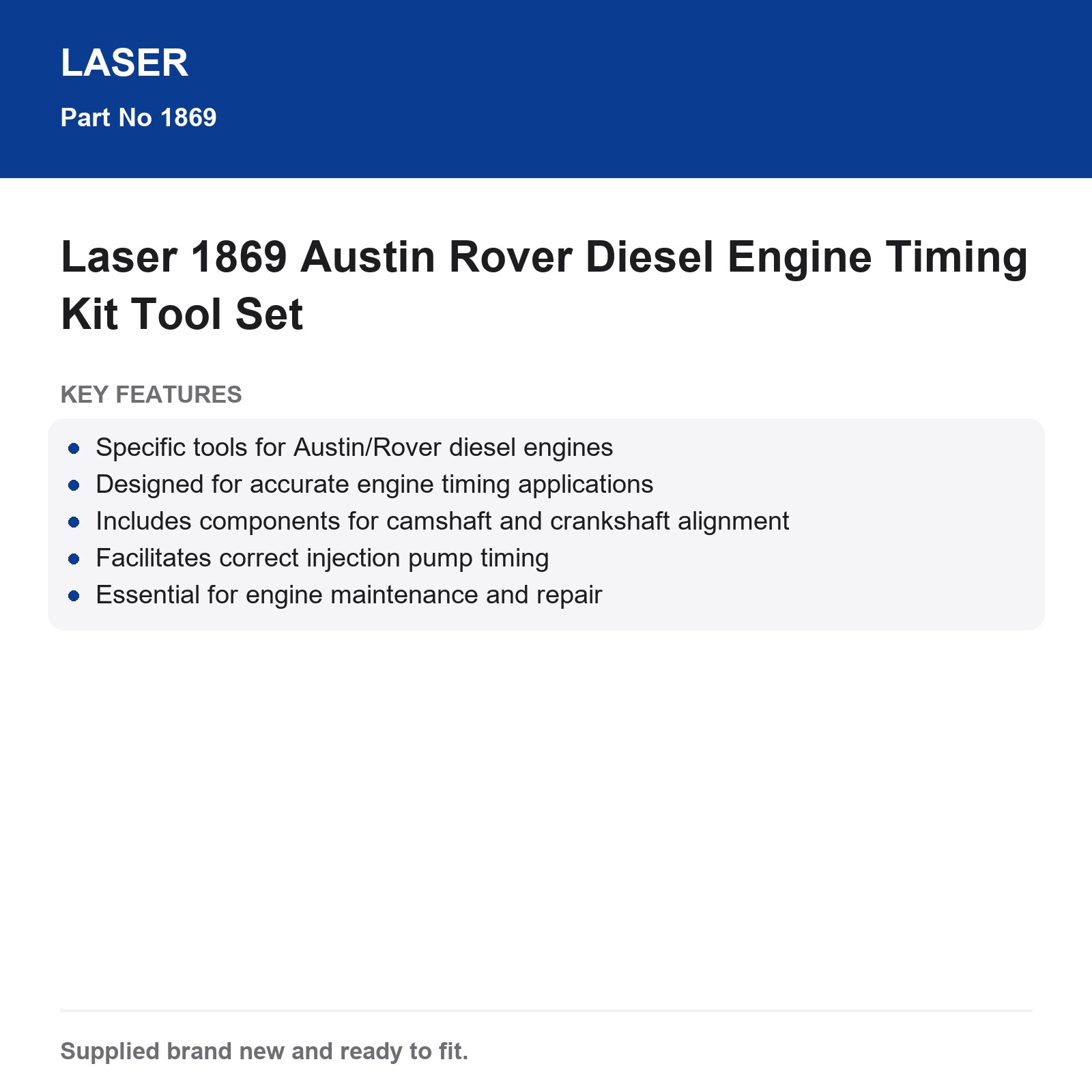 Austin Rover Diesel Engine Timing Kit Tool Set Laser 1869 - Image 6