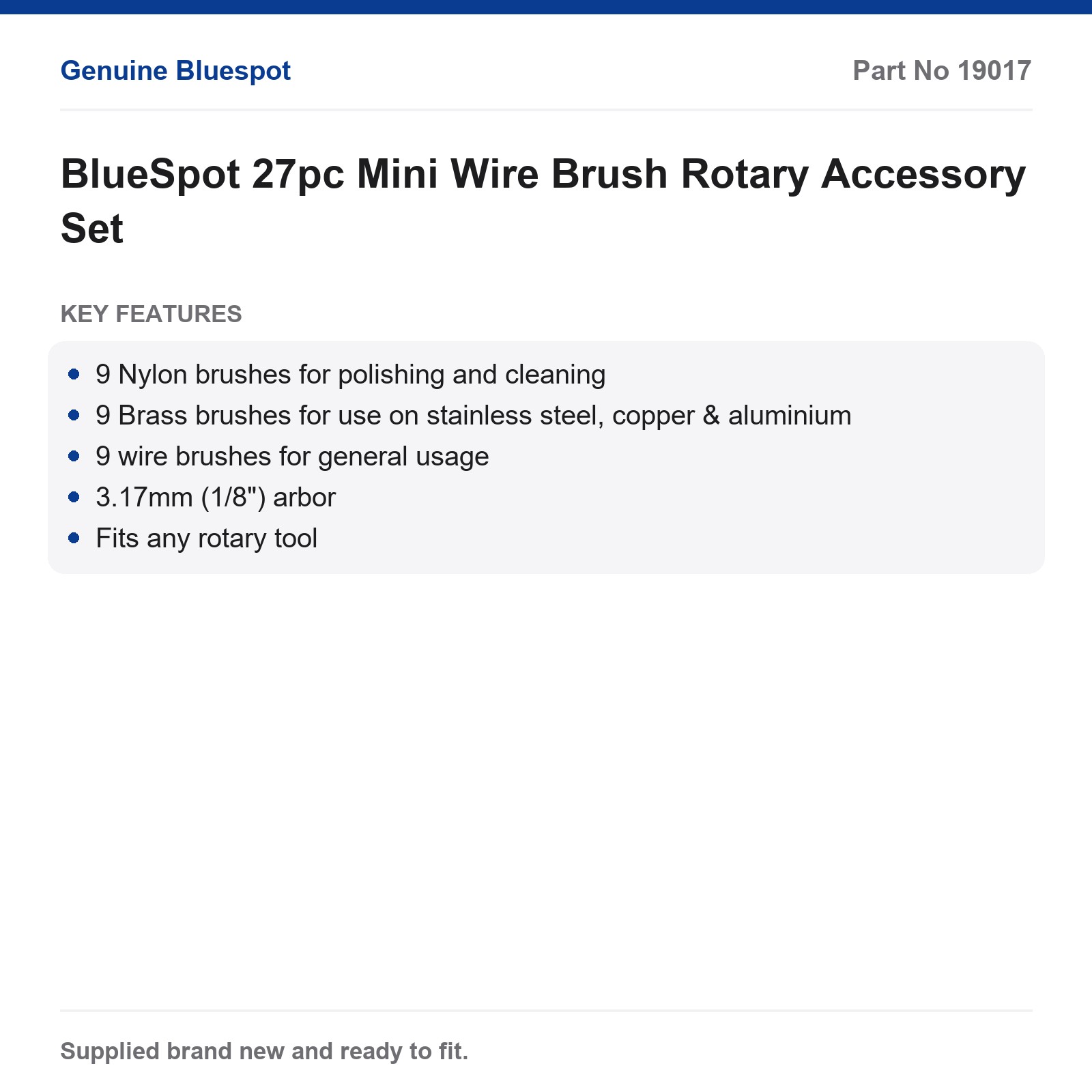 Rotary Tool Mini Wire Brush Set 27pc BlueSpot - Image 2