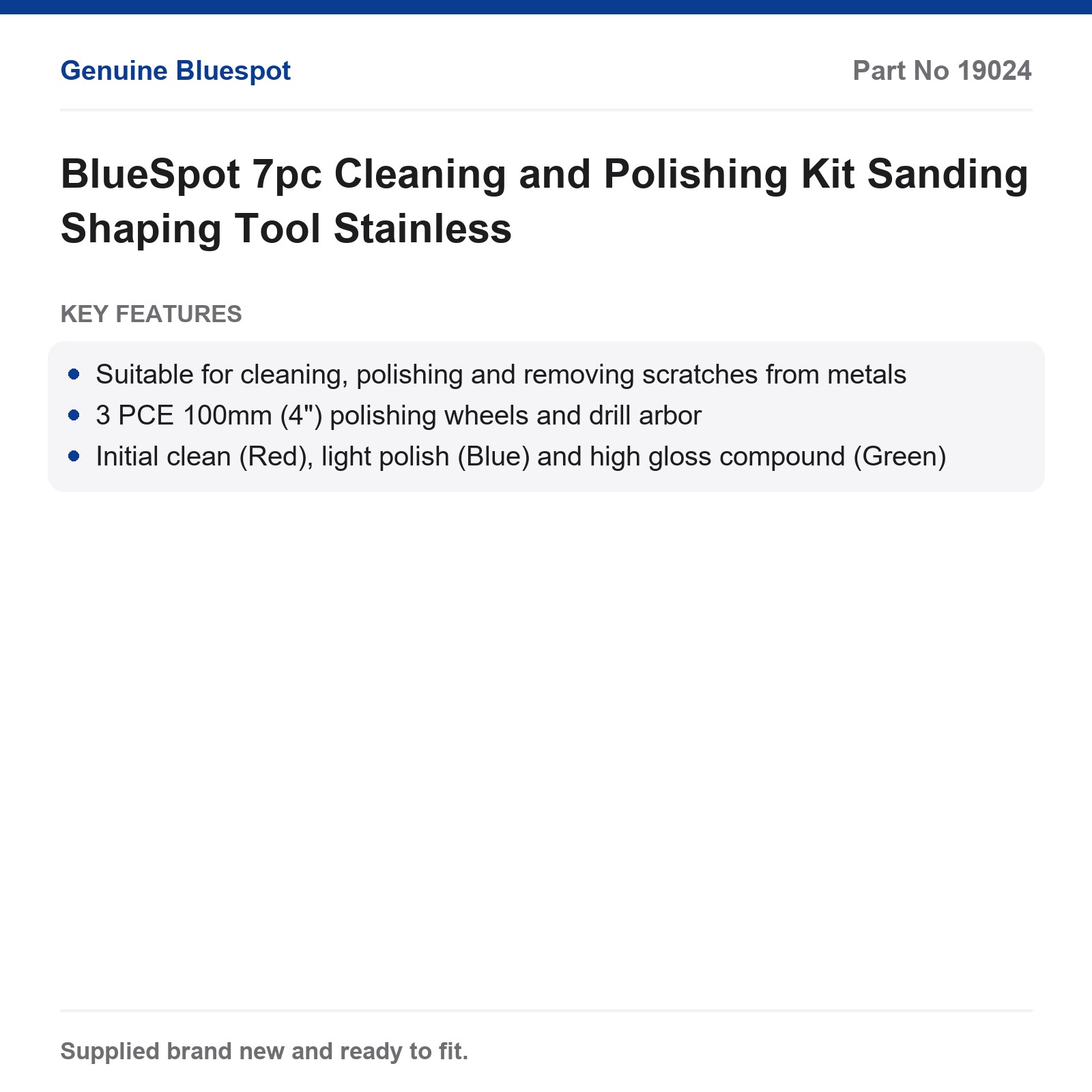 BlueSpot 7pc Metal Cleaning Polishing Kit Drill Scratch Removal - Image 4