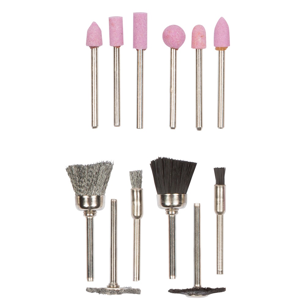BlueSpot 12pc Polishing Set 3.17mm Shank Stones Steel Nylon Brushes - Image 2