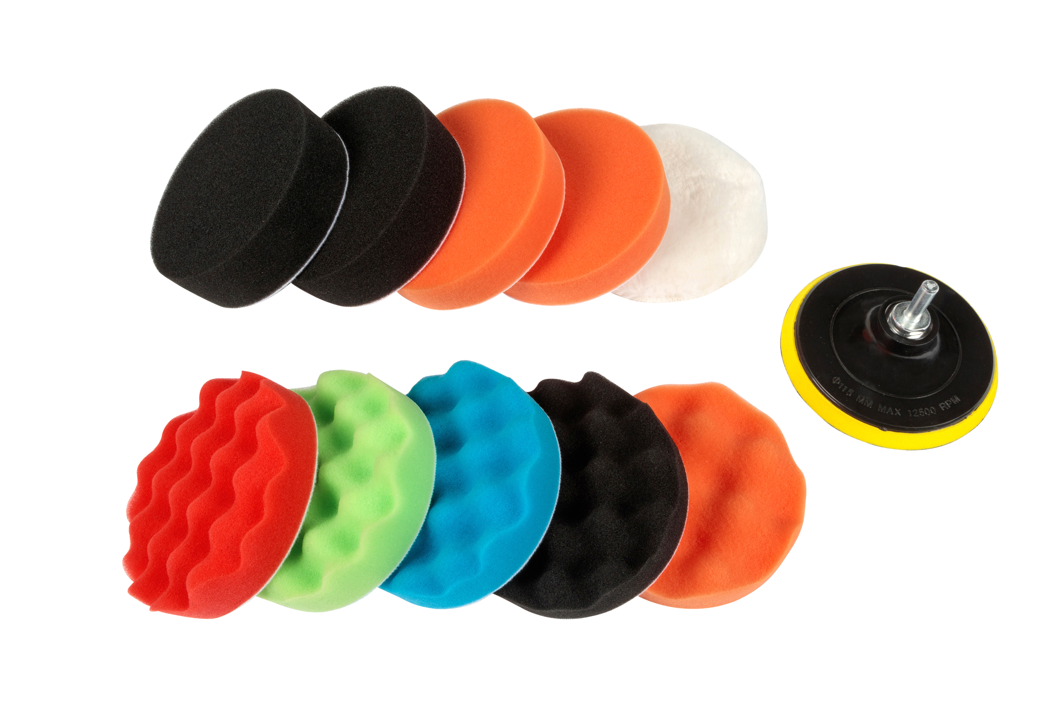 BlueSpot M14 115mm 12pc Drill Buffing Polishing Kit Foam Pads Metal Plastic - Image 2